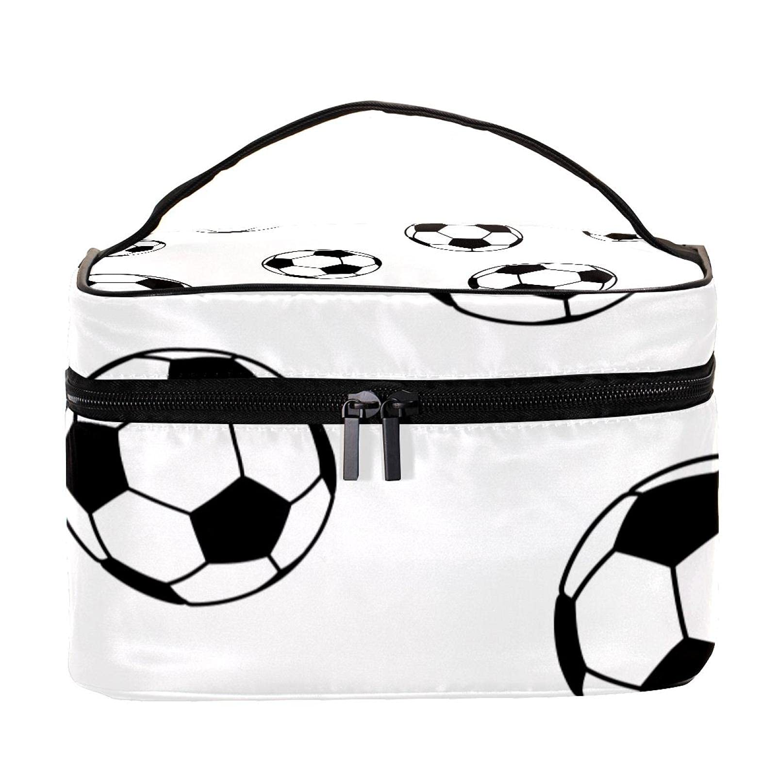 Waterproof Soccer Football Pattern Travel Makeup Bag - Large Cosmetic Organizer with Zipper for Women & Girls - Perfect for Gym, Travel, and Daily Essentials Storage