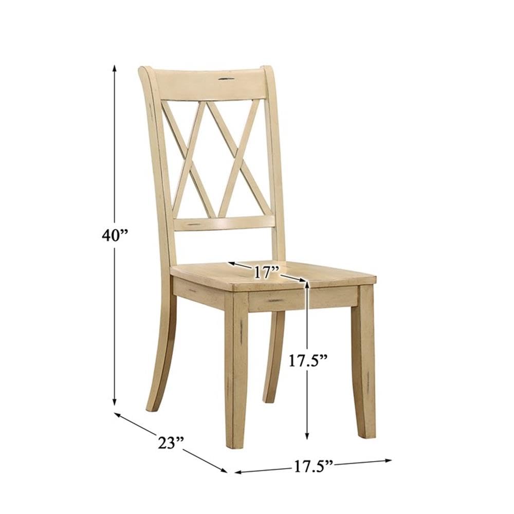 Pemberly Row Contemporary Wood Dining Room Side Chairs in Buttermilk (Set of 2) - Modern Kitchen & Dining Room Accent Chairs for Home Decor