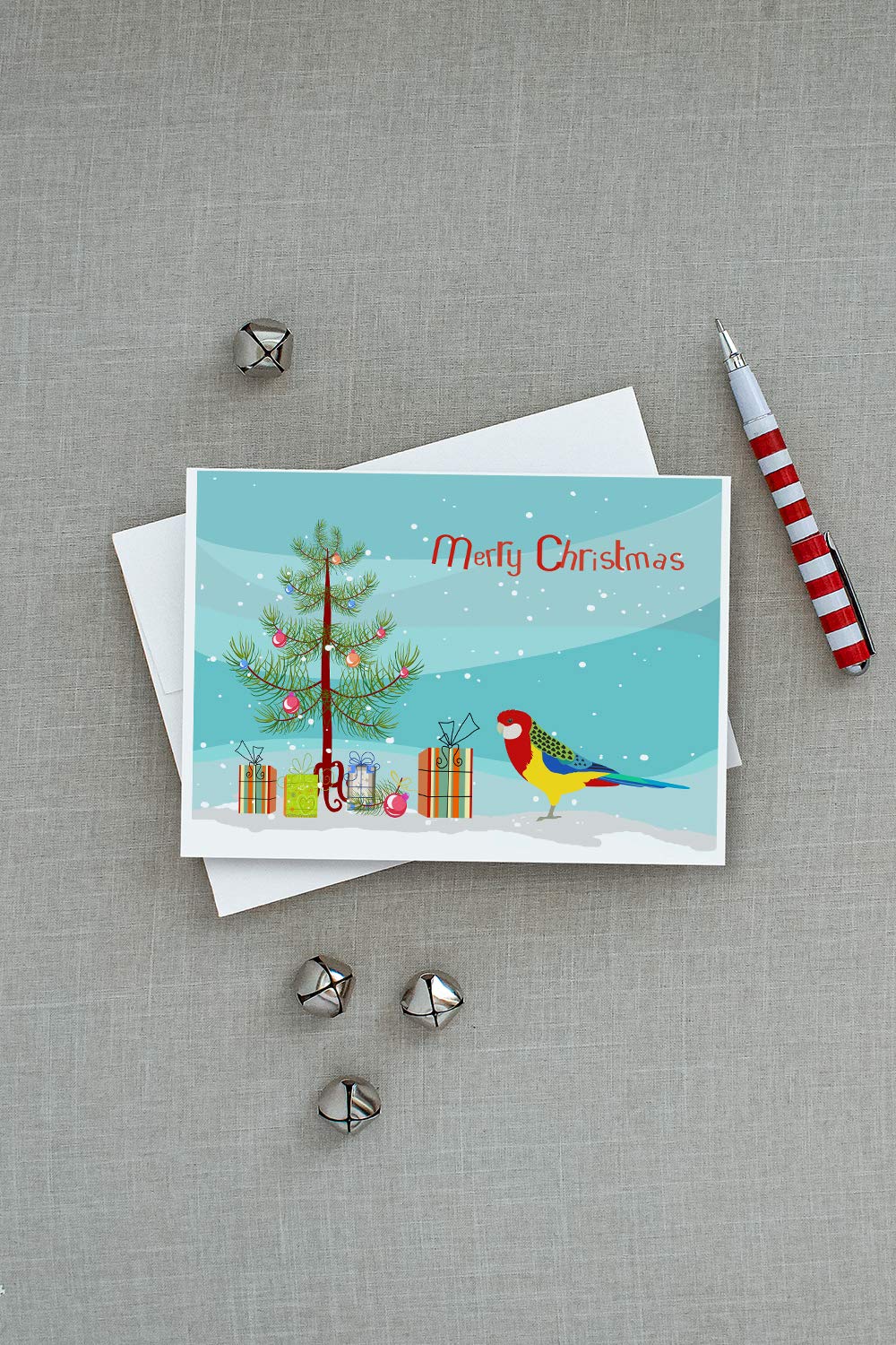 Rosella Merry Christmas Greeting Cards & Envelopes - Pack of 8 Blank A7 (5x7) Note Cards | Whimsical Holiday Stationery for Christmas Wishes, Party Invitations & Festive Correspondence