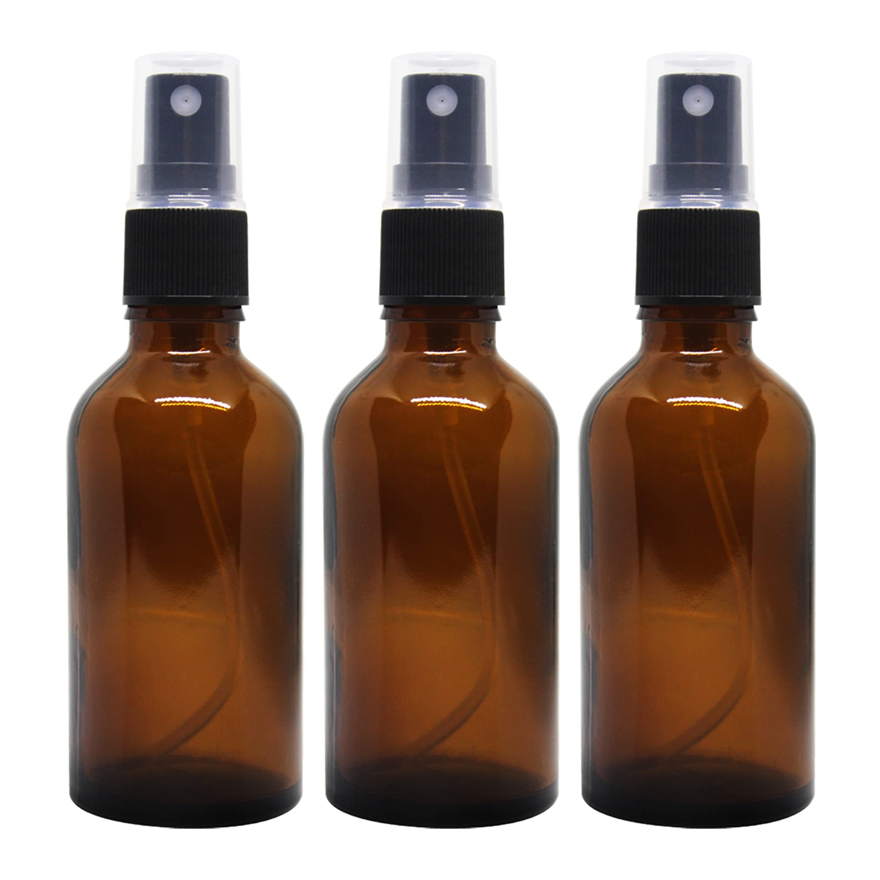 NSB Herbals 50ml Refillable Amber Glass Spray Bottles with Leak-Proof Pump - Perfect for DIY Perfume, Essential Oils, Aromatherapy, Beauty Products & Skincare (Pack of 3) | Great for Travel, Home Spa & Gift Sets