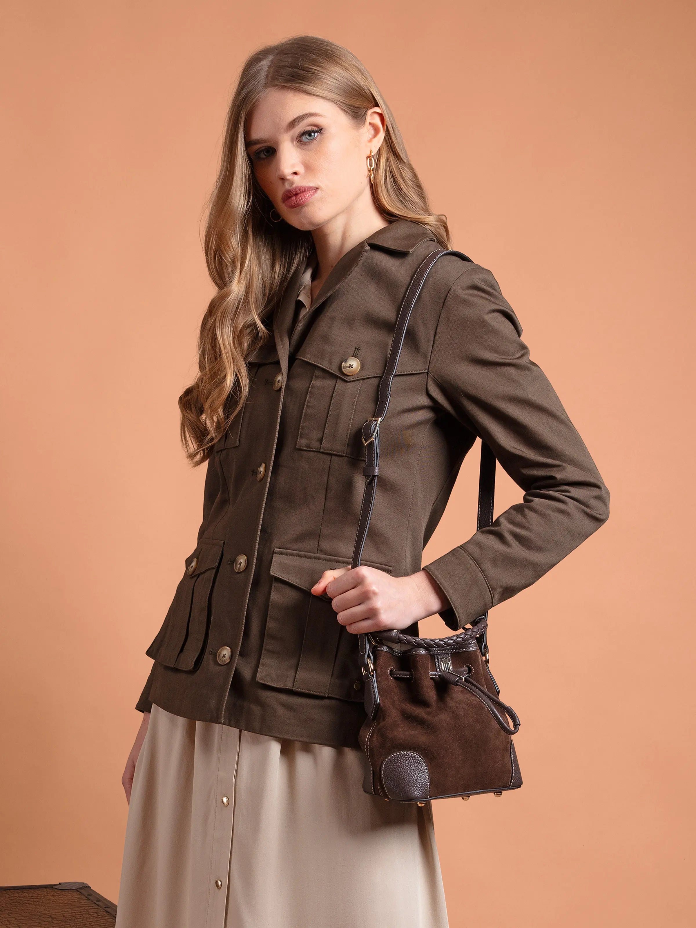Mini Bibury Bucket Bag in Chocolate Suede - Stylish Crossbody Purse for Women, Perfect for Everyday Use, Travel & Shopping