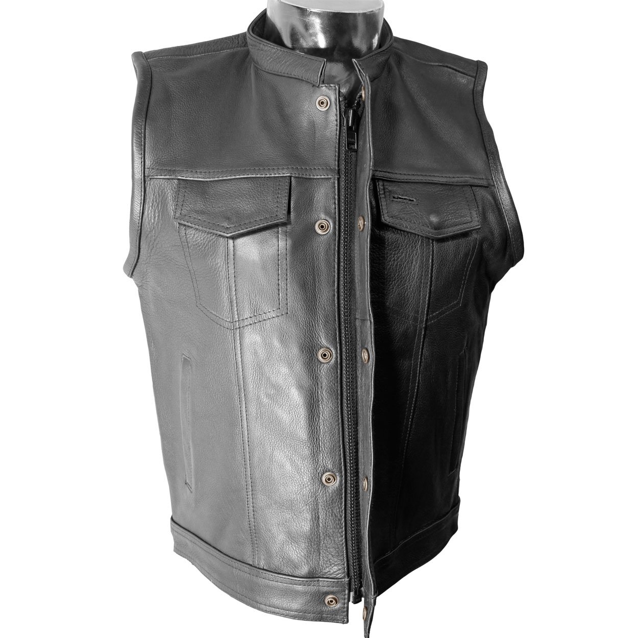Anarchist Leather Motorcycle Vest for Men - Heavy Duty Biker Jacket with Front Zipper & Snap Buttons | Perfect for Motorcycle Clubs, Riding Gear & Biker Fashion