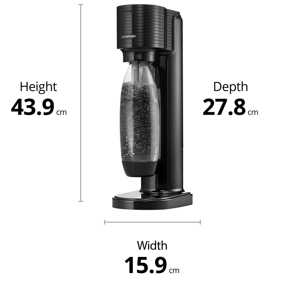 SodaStream Gaia Black Sparkling Water Maker - Countertop Carbonation System for Fresh Homemade Soda & Sparkling Water | Perfect for Kitchen, Office & Home Bar Use
