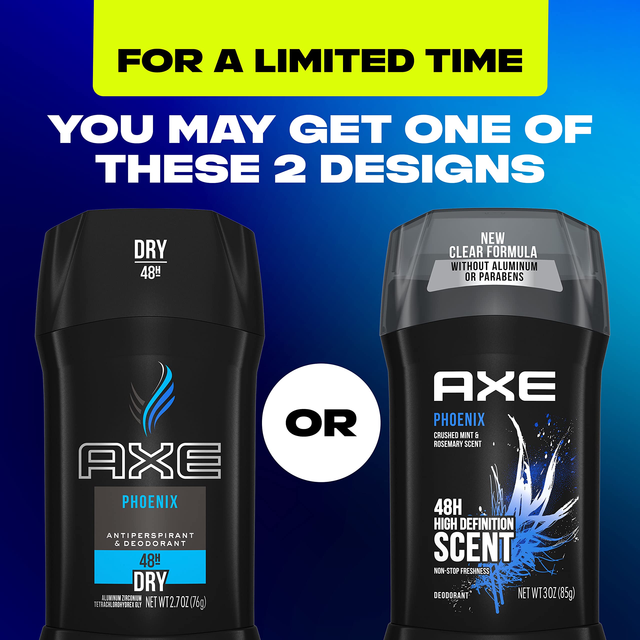 AXE Phoenix Crushed Mint & Rosemary Aluminum-Free Deodorant for Men (3oz, 4-Pack) & Body Wash with Plant-Based Moisturizers (16oz, 4-Pack) - Fresh Scent for Daily Use, Gym, Work & Outdoor Activities