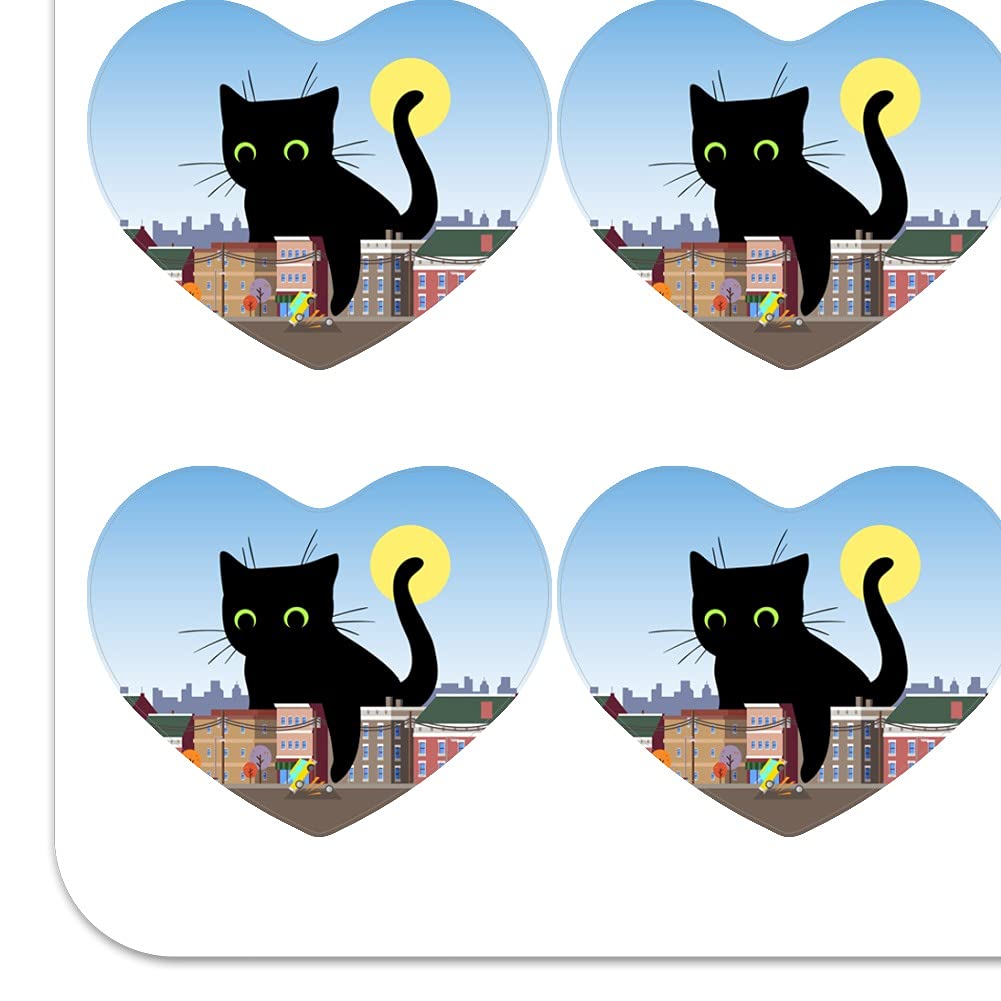 Giant Black Cat Playing with Cars Stickers - Heart Shaped Planner Calendar Scrapbook Decorative Stickers for Journaling, DIY Crafts, and Bullet Journal Supplies - Perfect for Scrapbooking, Planner Decor, and Gift Wrapping