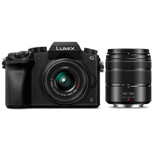 Panasonic Lumix DMC-G7 Mirrorless Digital Camera with 14-42mm & 45-150mm Lenses - 16MP Micro Four Thirds System, 4K Video, WiFi - Perfect for Vlogging, Travel Photography & Content Creation (Black)