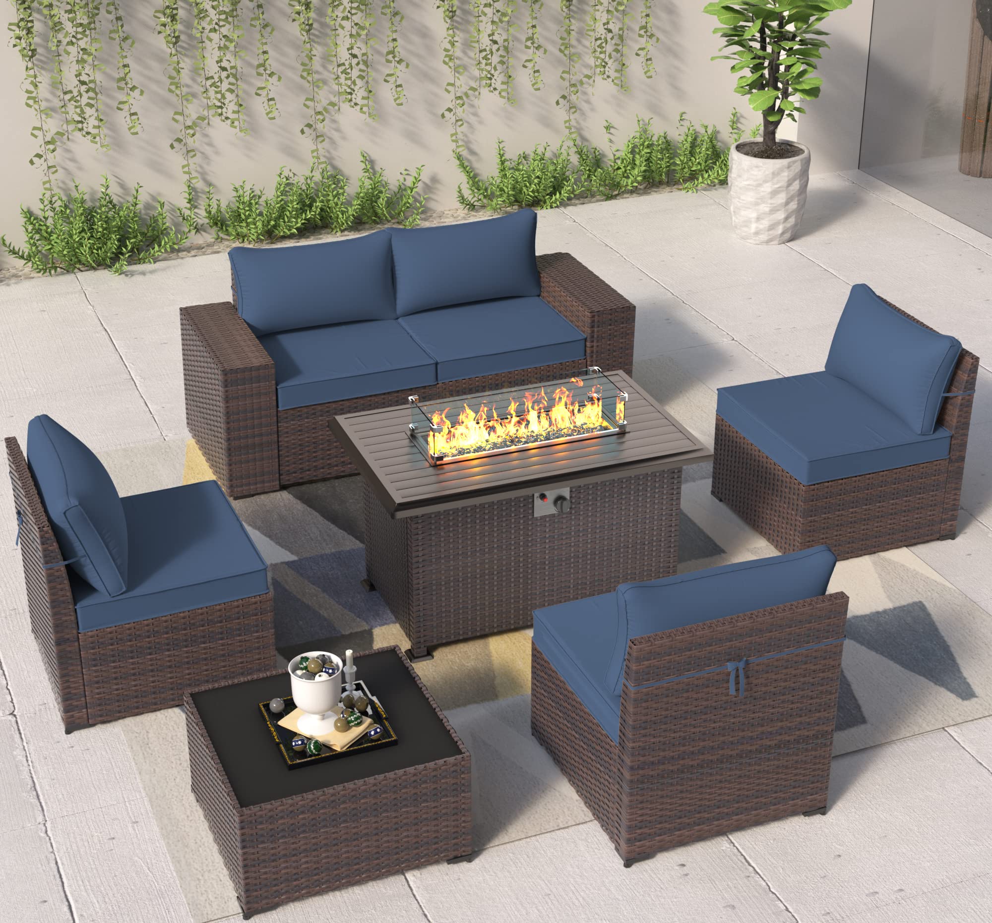 7-Piece Outdoor Patio Furniture Set with 43