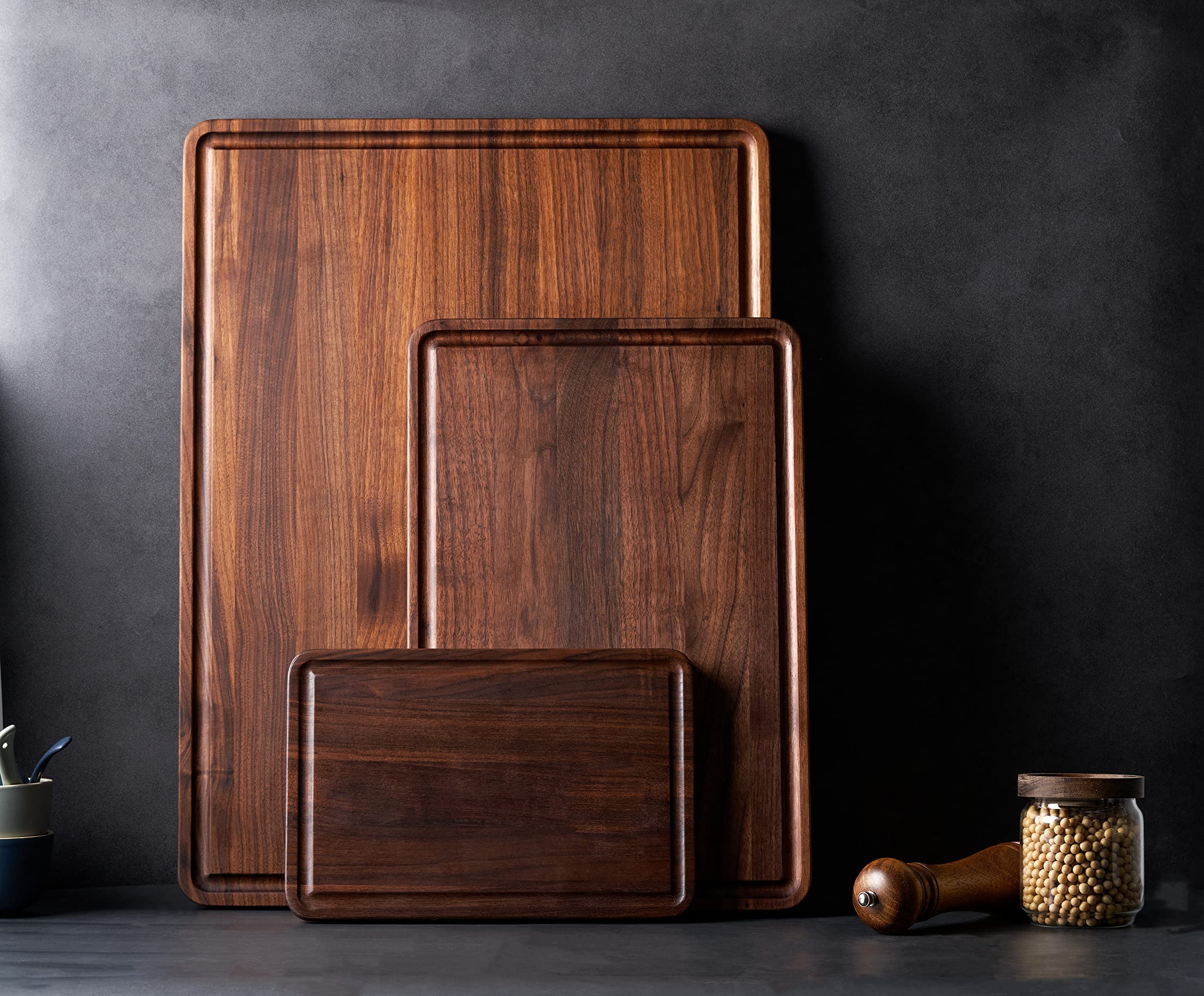 Premium Walnut Wood Cutting Board 12x8 Inch - Reversible Butcher Block with Juice Groove & Non-Slip Mats - Multipurpose Kitchen Charcuterie Cheese Board (Gift Box Included) - Perfect for Food Prep, Entertaining & Holiday Gifts