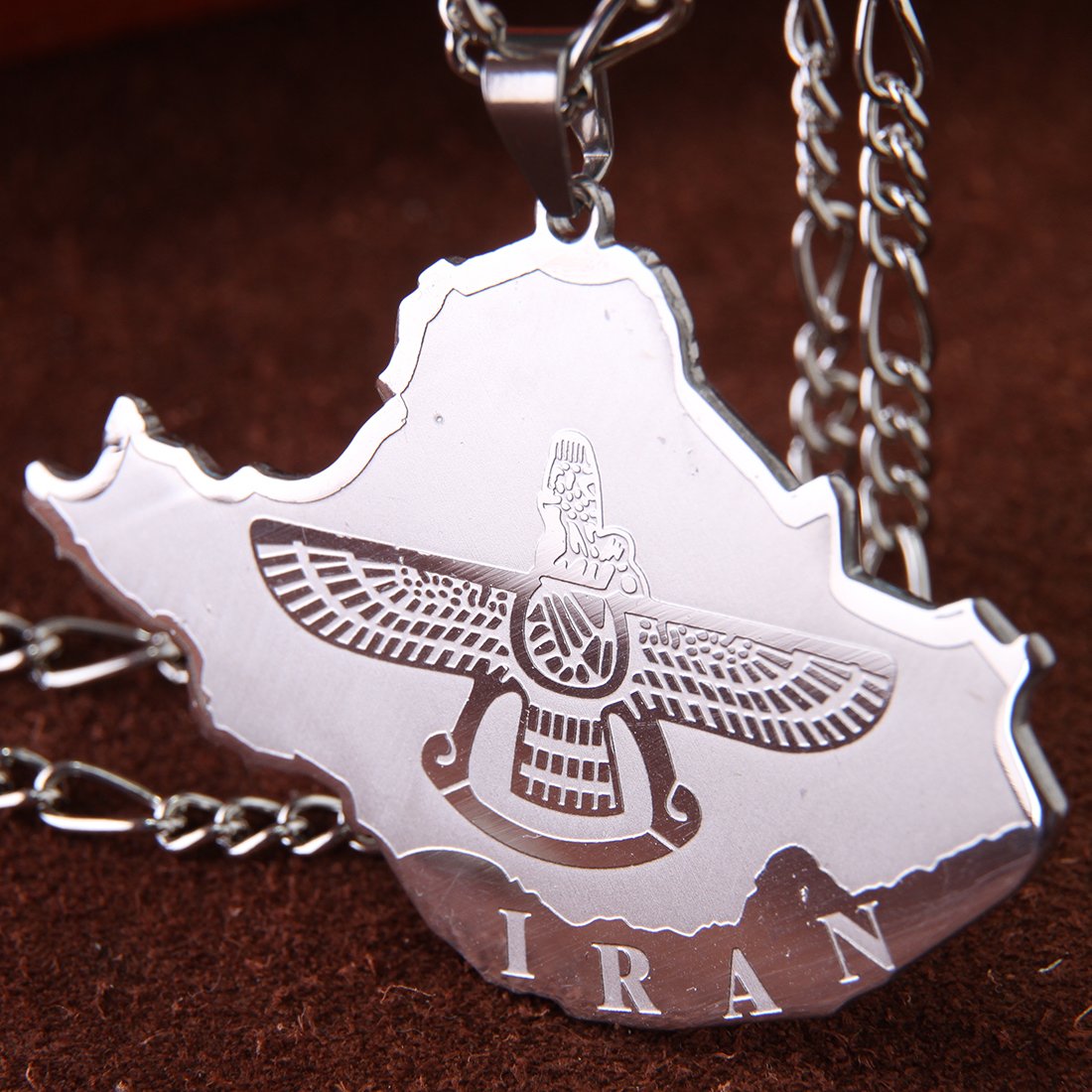 Persian Farohar Farvahar Necklace - Iranian Map Charm Pendant for Men & Women - Perfect for Cultural Pride, Gifts & Spiritual Jewelry