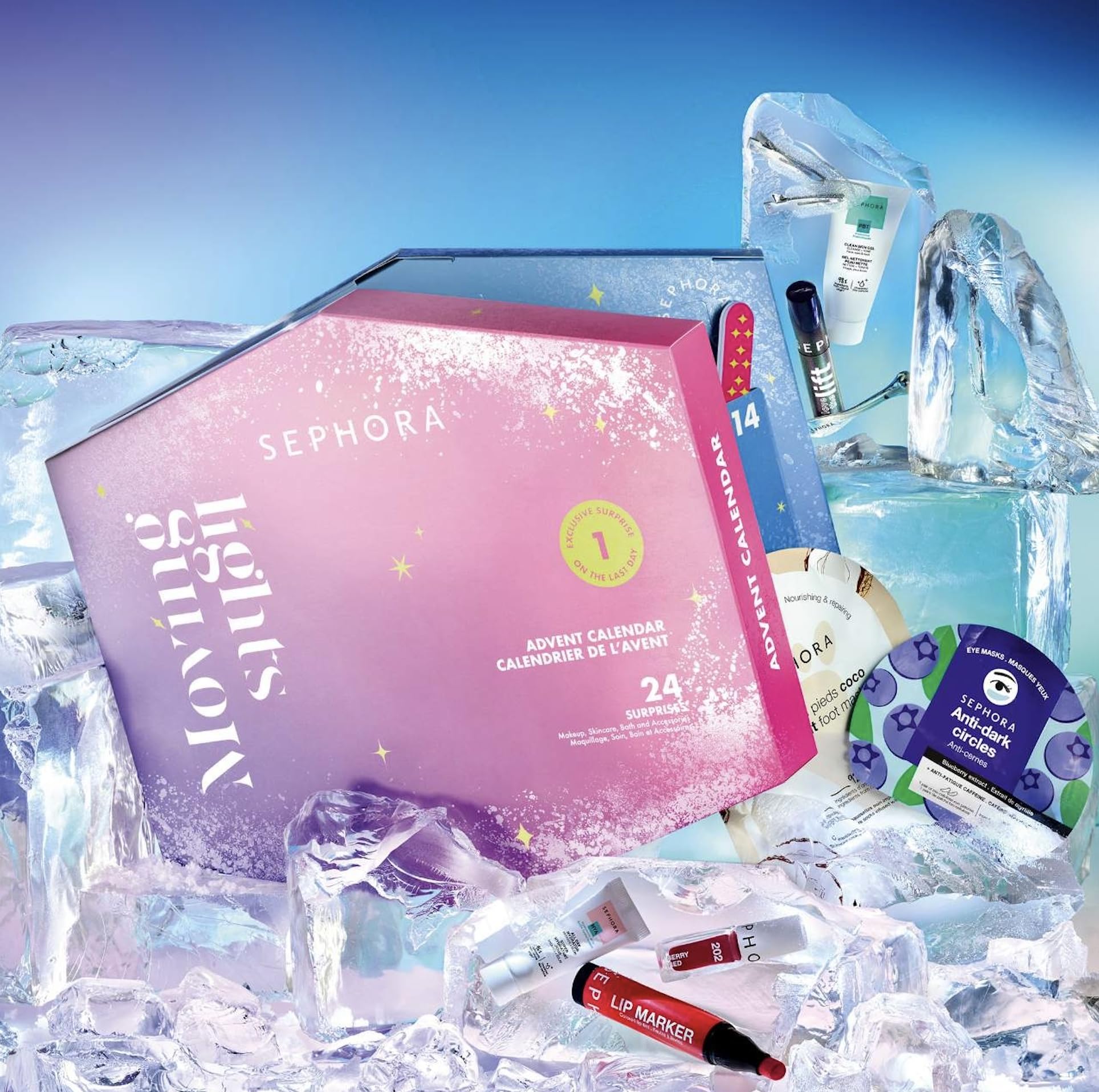 Sephora Advent Calendar 2024 with Moving Lights - 24 Beauty Surprises Including Makeup, Skincare, Bath & Accessories | Perfect Christmas Countdown Gift for Women & Teens