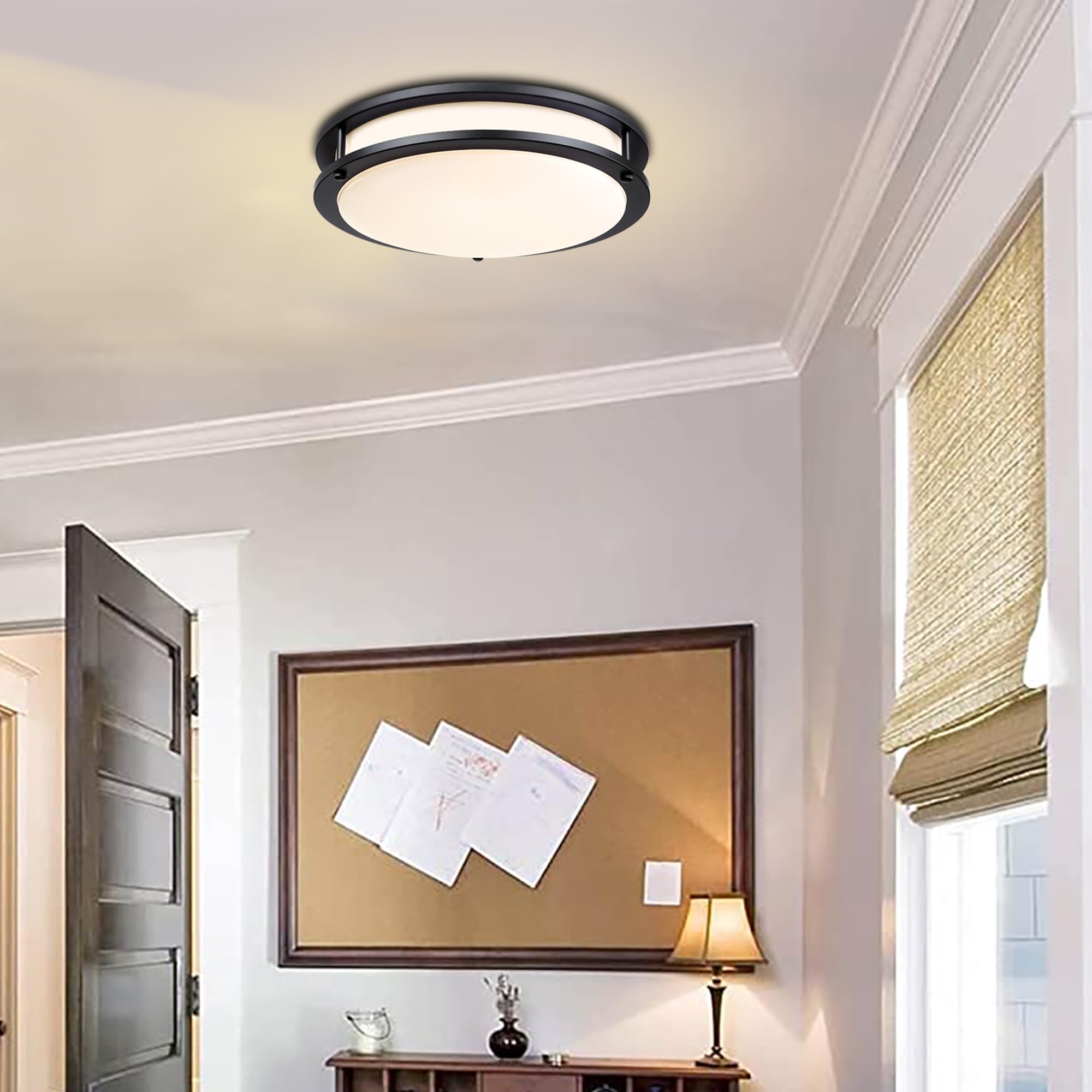 2 Pack Black Flush Mount LED Ceiling Light - 13 Inch Modern Round Fixture with 5 Adjustable Color Temperatures (2700K-5000K), 23W Energy Saving - Perfect for Kids Bedroom, Nursery, Hallway & Closet Lighting
