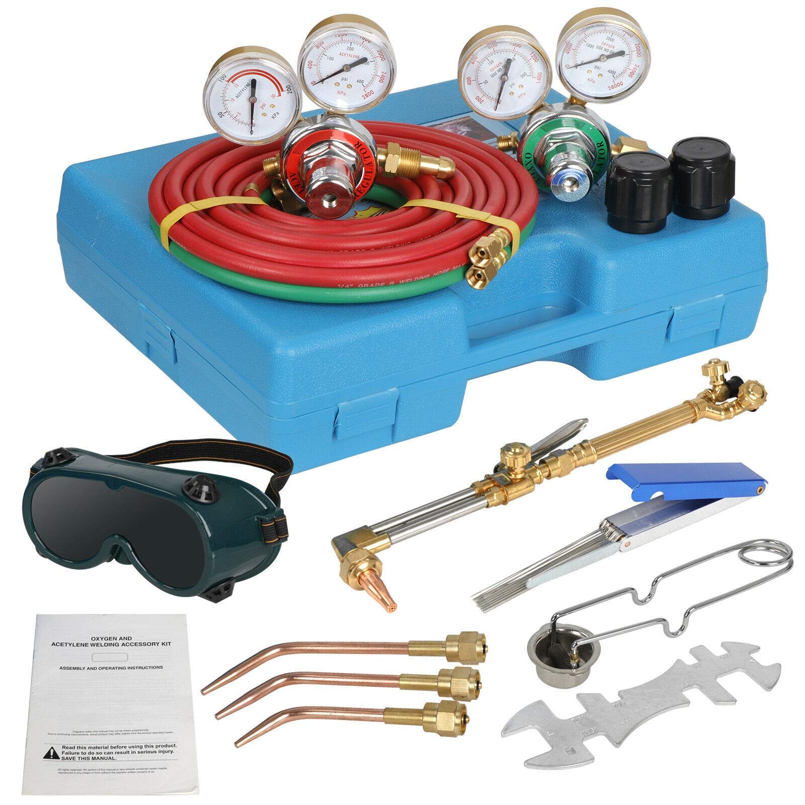 15-Piece Gas Welding & Cutting Kit - Oxygen Torch Acetylene Welder Tool Set for Metal Fabrication, HVAC Repair & DIY Projects