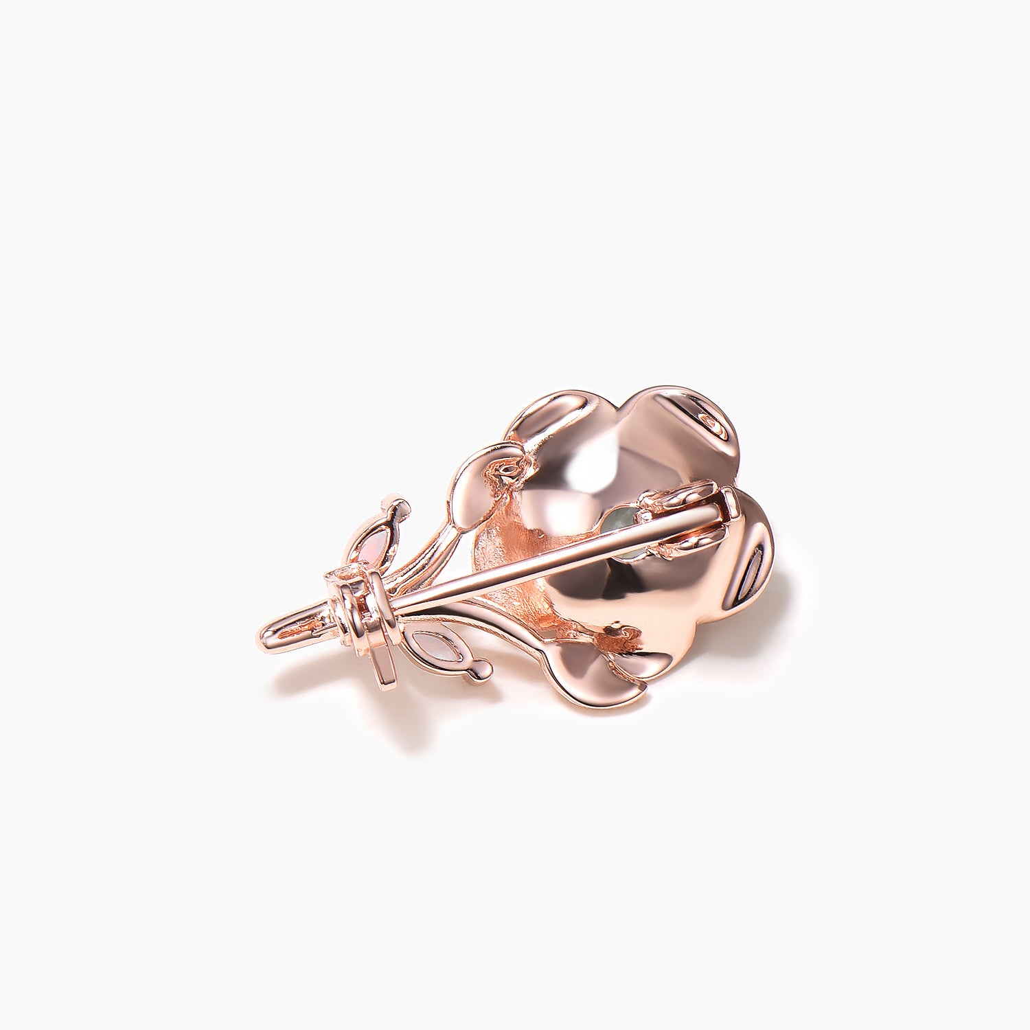 Round Cut Moss Agate Rose Gold Marquise Opal Flower Nature Inspired Brooch Pin - Elegant Vintage Jewelry for Women, Perfect for Weddings, Parties & Special Occasions
