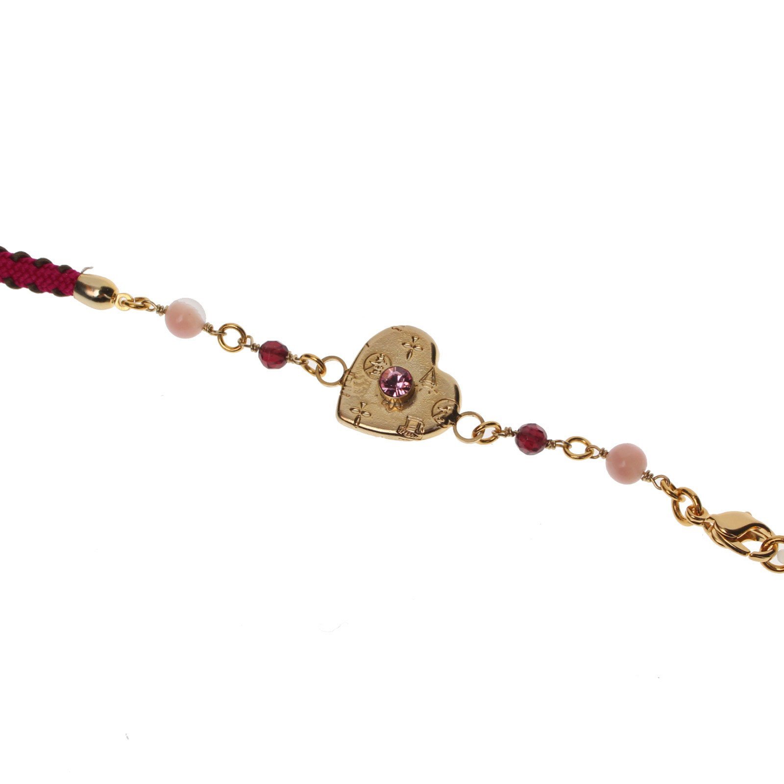 Handmade Gold Glasses Chain Necklace with Plum Garnet & Common Opal Birthstone - Elegant Pink Ribbon Design for Women | Perfect Gift for Birthday, Anniversary & Everyday Wear