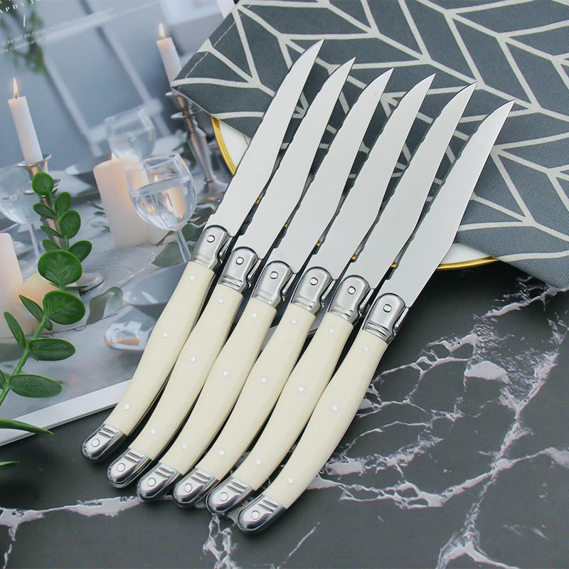 Premium Ivory Laguiole Flatware Cutlery Set - 12-Piece Stainless Steel Knife Fork Spoon Set for Fine Dining, Wedding Gifts & Elegant Table Settings