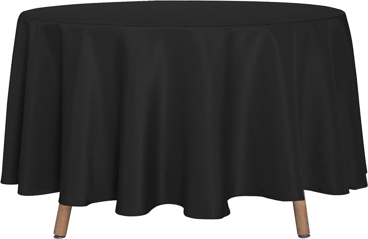 Premium 90-Inch Round Polyester Tablecloth - Pack of 30 Black Wrinkle & Stain Resistant Table Covers for Wedding, Banquet, Restaurant, Picnic - Perfect for Indoor and Outdoor Dining Events
