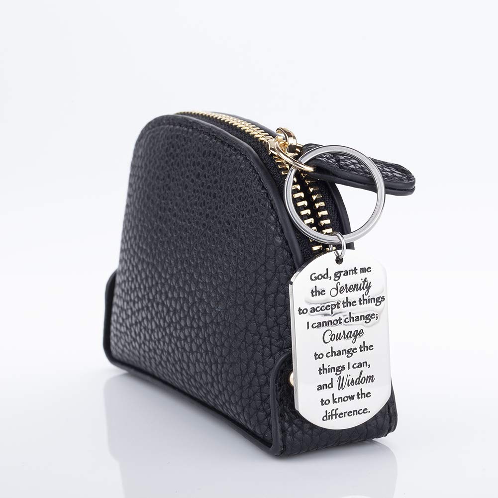 VANLOVEMAC Christian Keychain with Serenity Prayer - Inspirational Sobriety Recovery Gift for Women, Men, Teens (Birthday, AA, Religious Jewelry) - Perfect for Daily Motivation & Spiritual Encouragement