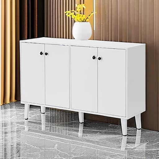 Panana 4-Door Sideboard Buffet Cabinet - White Kitchen Storage & Living Room Console Table | Perfect for Dining Room, Entryway & Home Organization