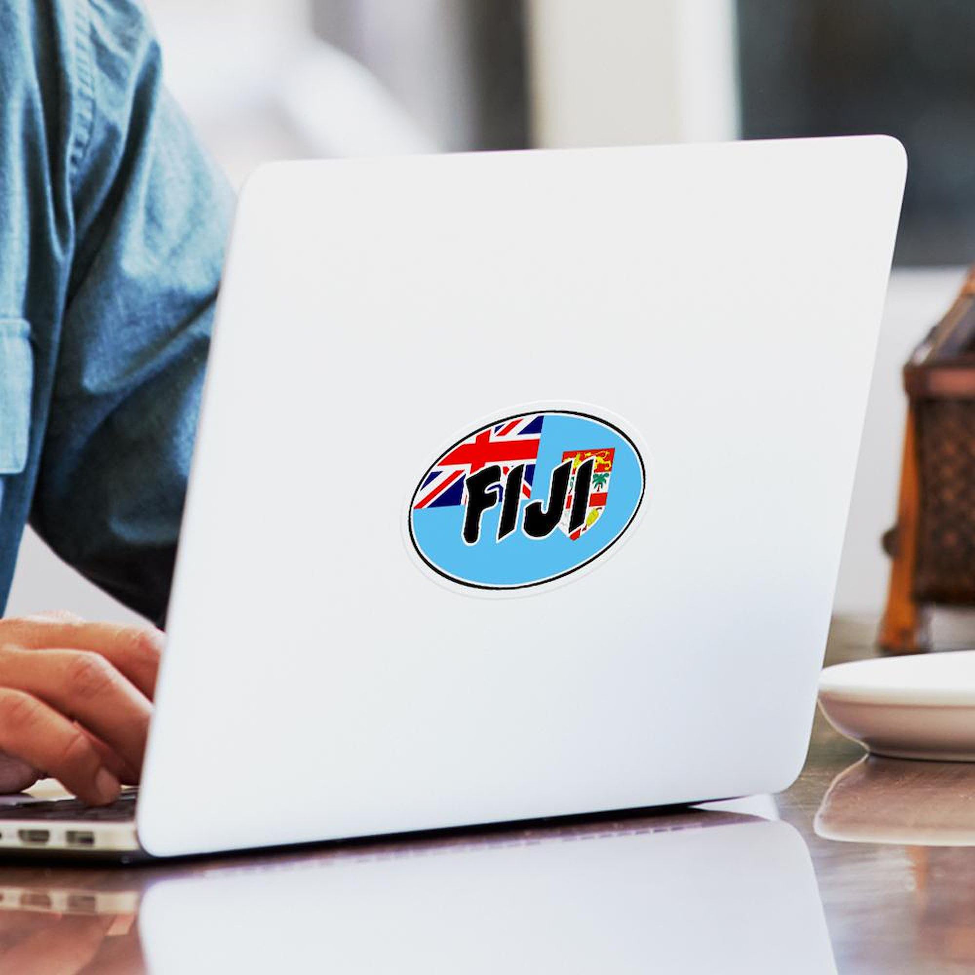 Fiji Oval Car Bumper Sticker - Perfect for Cars & Laptops