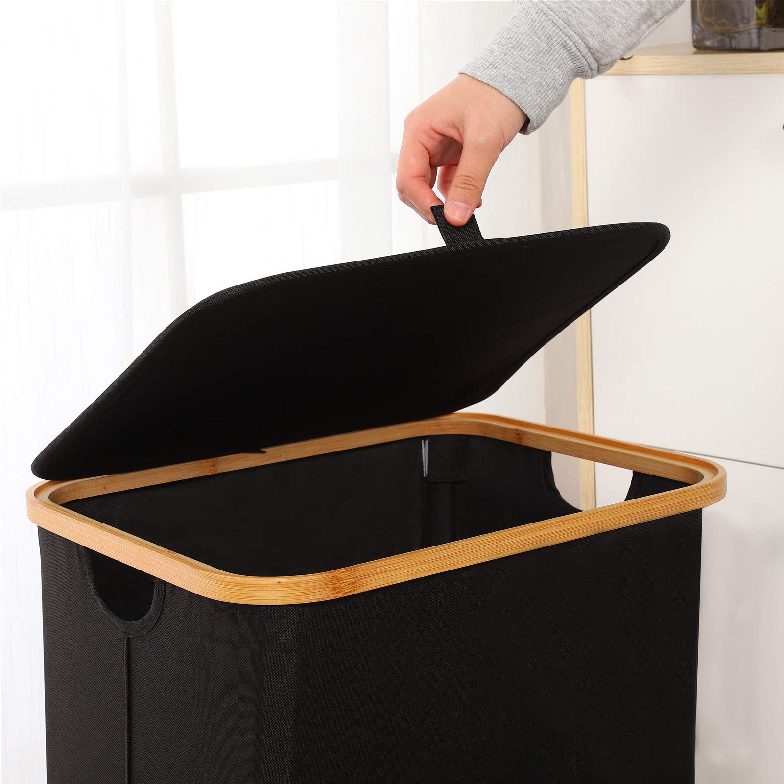 Guofa 73L Rolling Laundry Basket with Wheels & Lid - Large Collapsible Laundry Hamper with Removable Bag for Clothes, Toys Storage | Perfect for Bedroom, Laundry Room & Home Organization