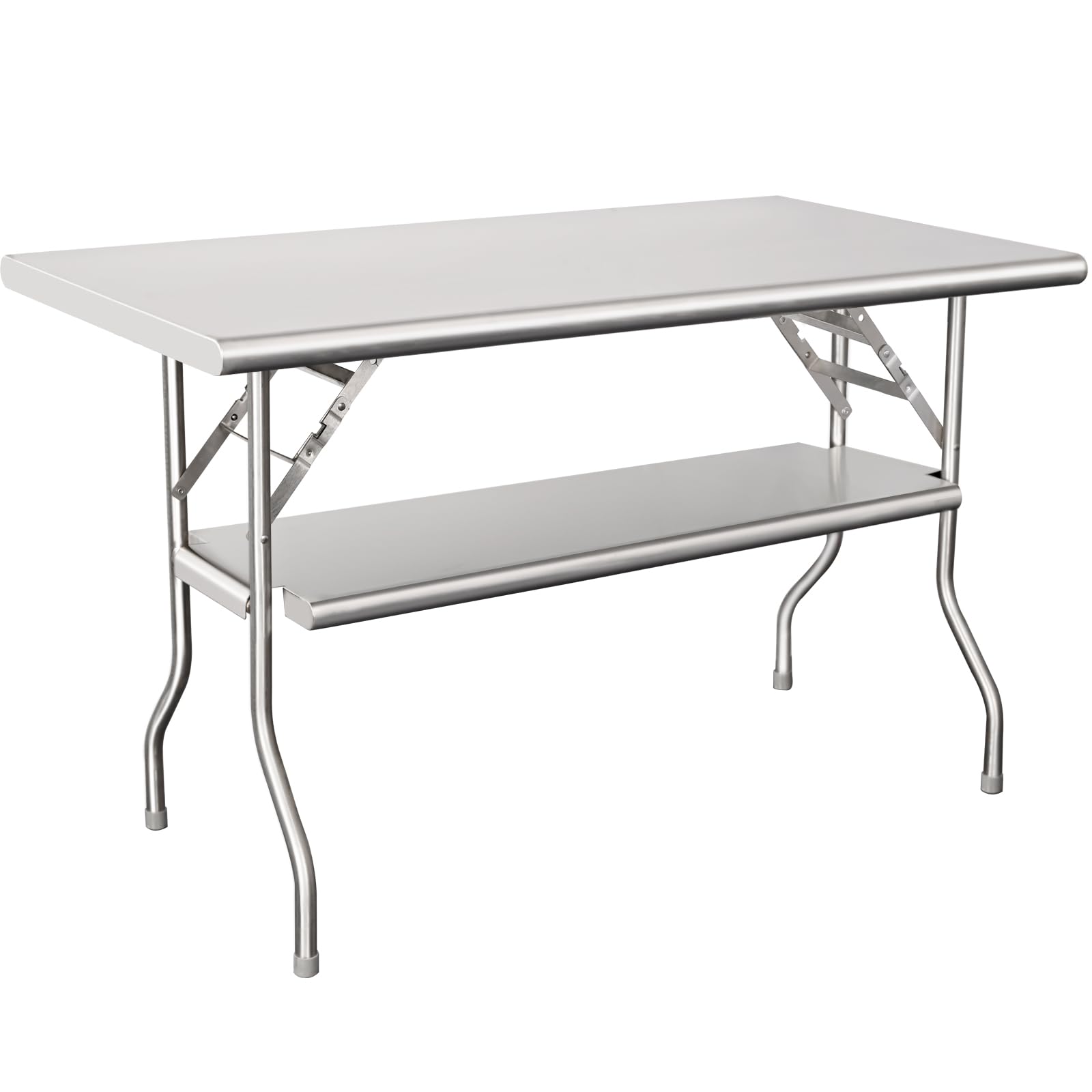 HARDURA 30x48 Inch NSF Commercial Folding Stainless Steel Table with Adjustable Undershelf & Galvanized Legs - Portable Prep Table for Restaurant, Kitchen, Home, Hotel, Catering & Outdoor Events