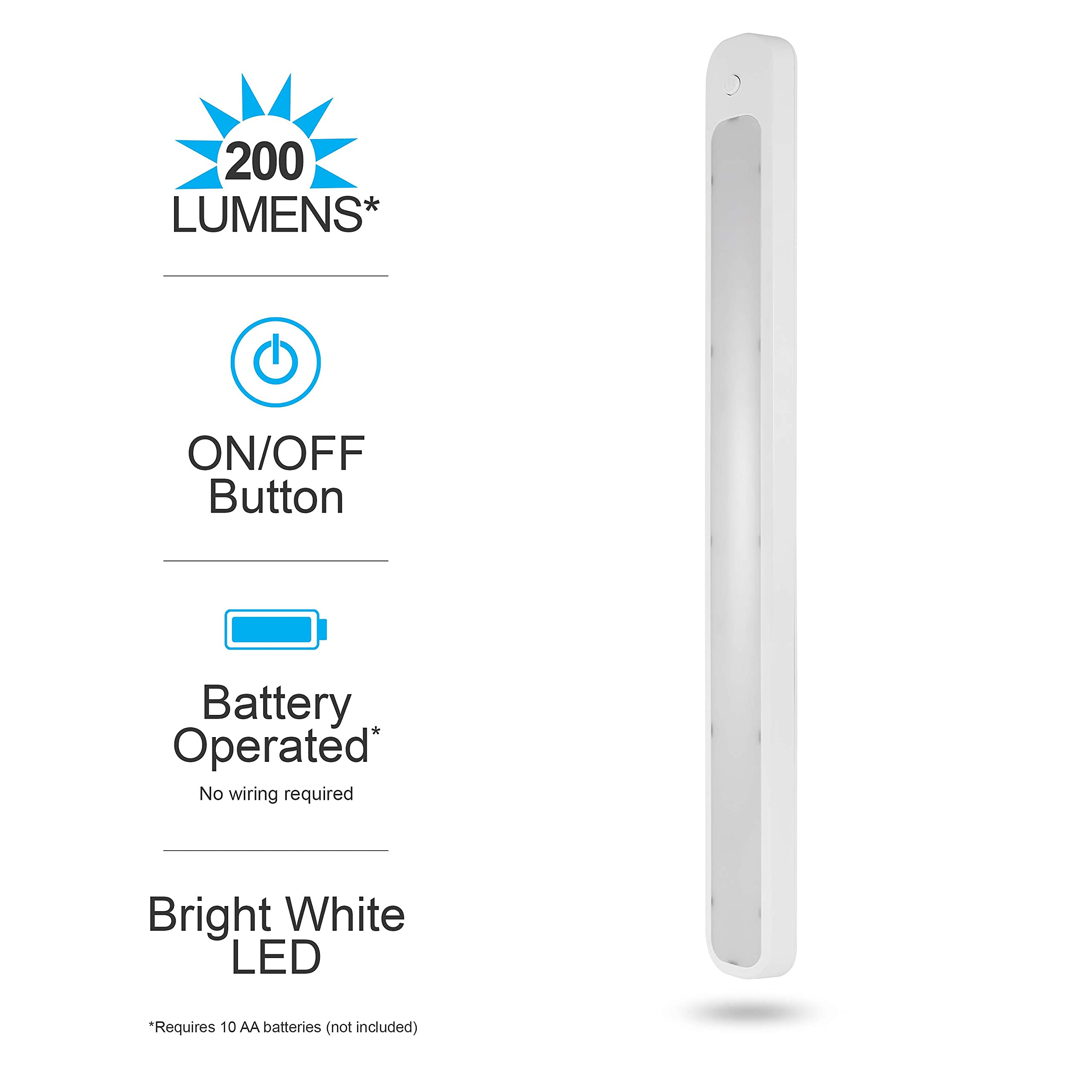 GE 24 Inch Under Cabinet LED Light - Wireless Battery Operated Tap Light (200 Lumens, Bright White) - Perfect for Kitchen, Closet, Pantry, Garage & Night Light Use - Model 58158-T1
