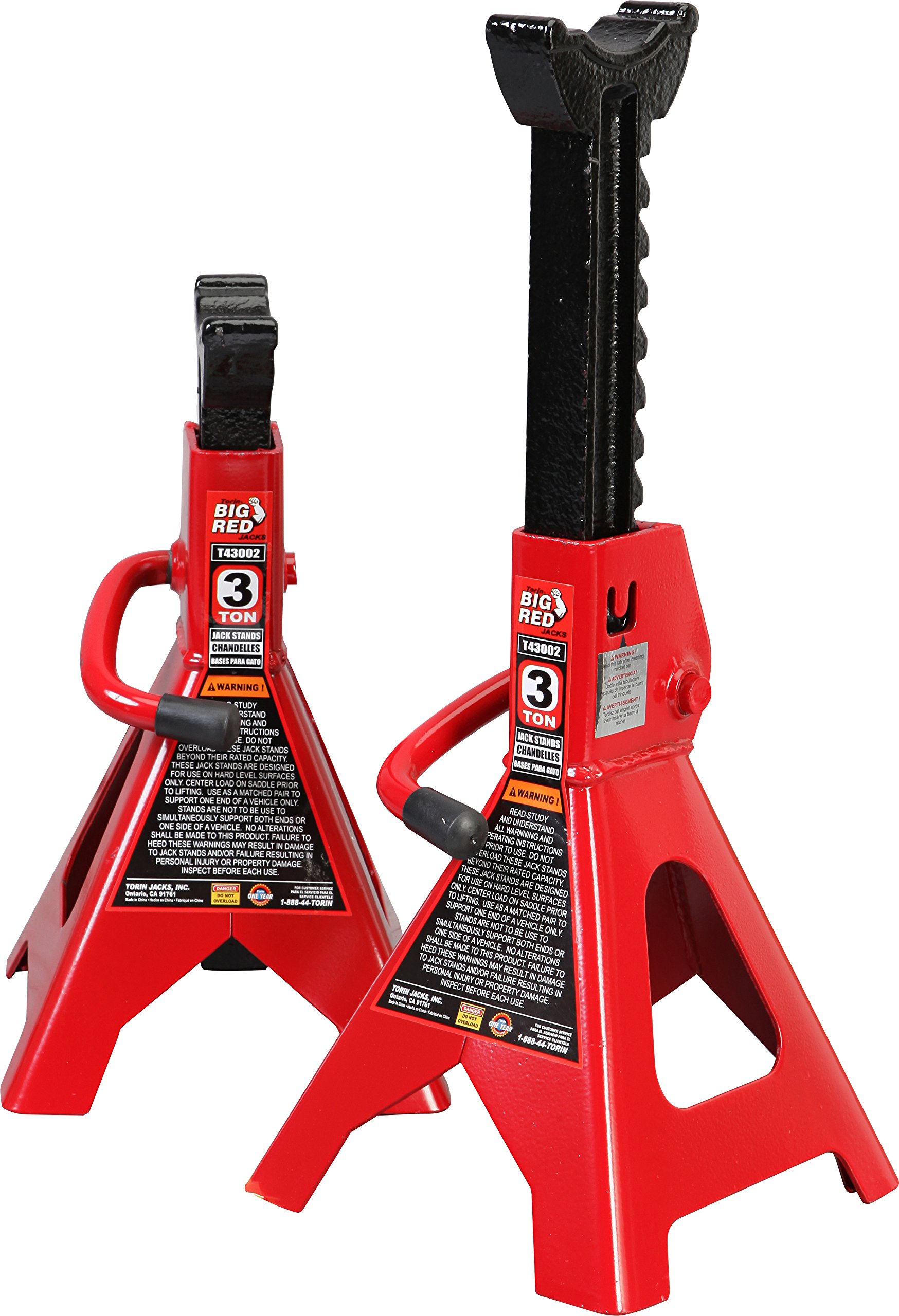 BIG RED T43202 Torin 3 Ton (6,000 lb) Capacity Steel Jack Stands - Heavy Duty Vehicle Support for Cars, Trucks & SUVs - Red Pair - Ideal for Auto Repair, Maintenance & DIY Projects