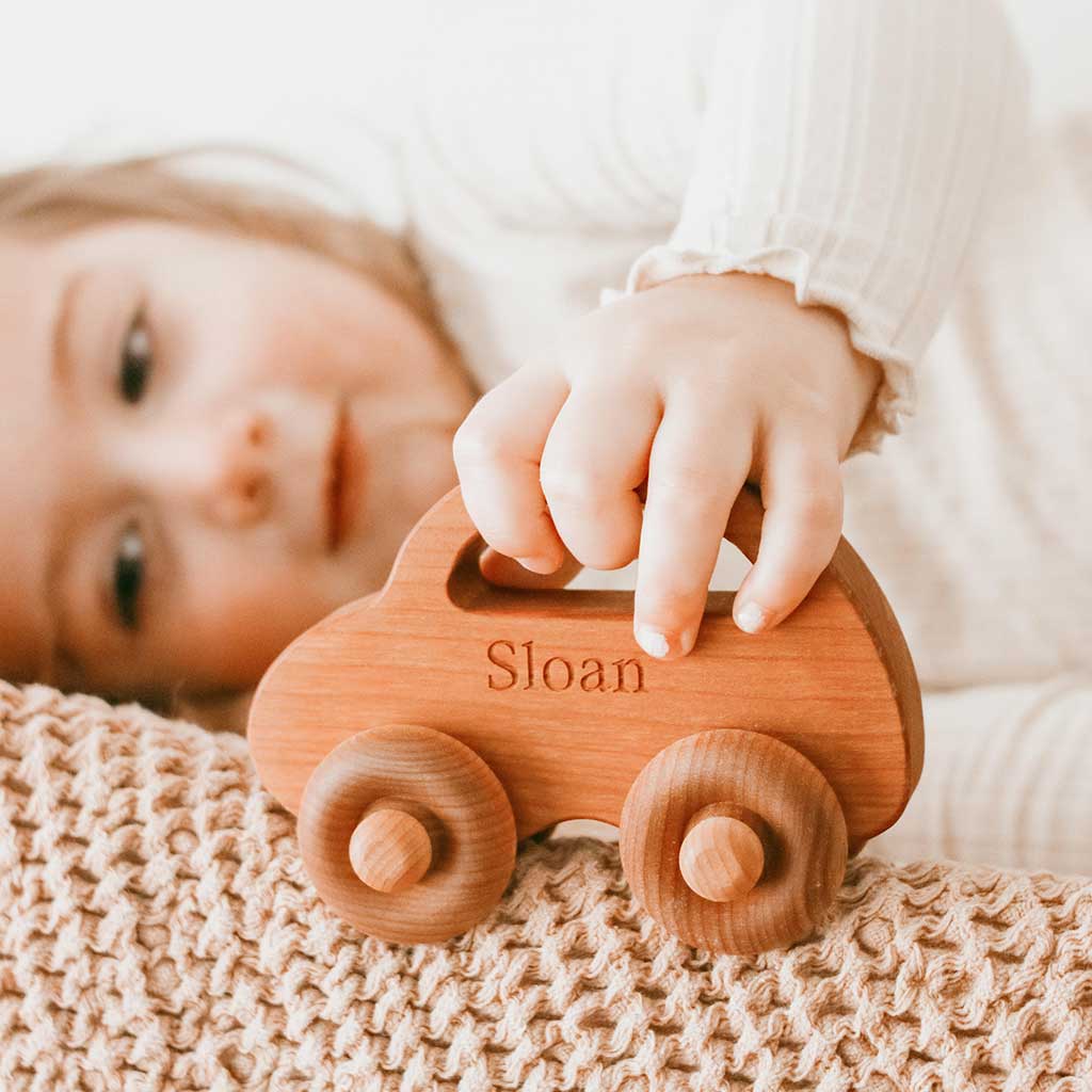 Love Bug Wooden Toy Car - Eco-Friendly Handmade Wooden Toy for Kids, Perfect for Pretend Play & Early Learning - Great Gift for Toddlers & Preschoolers