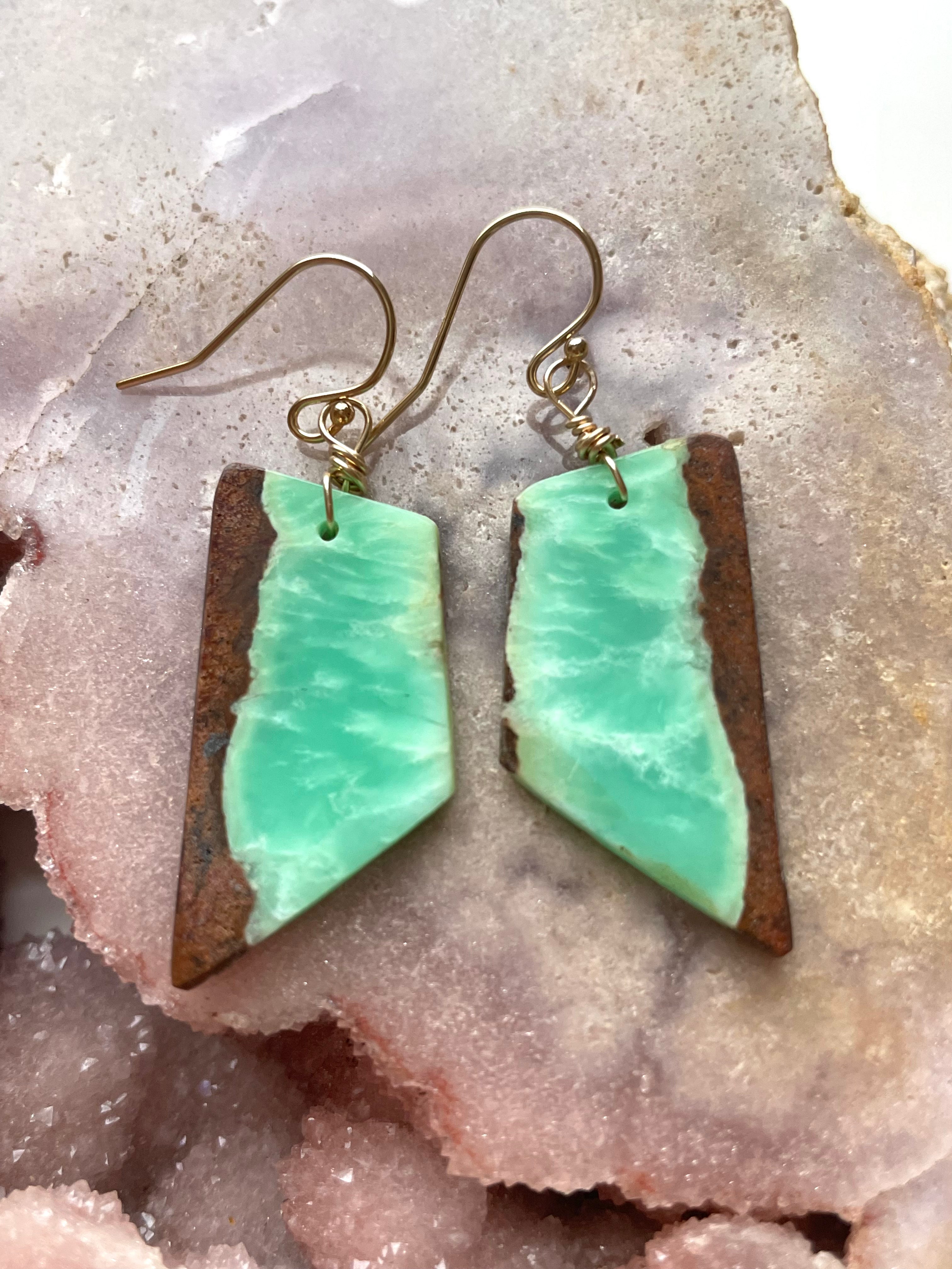 Chrysoprase Statement Earrings - 14K Gold Filled Dangle Earrings for Women | Elegant Jewelry Gift for Birthday, Anniversary & Special Occasions