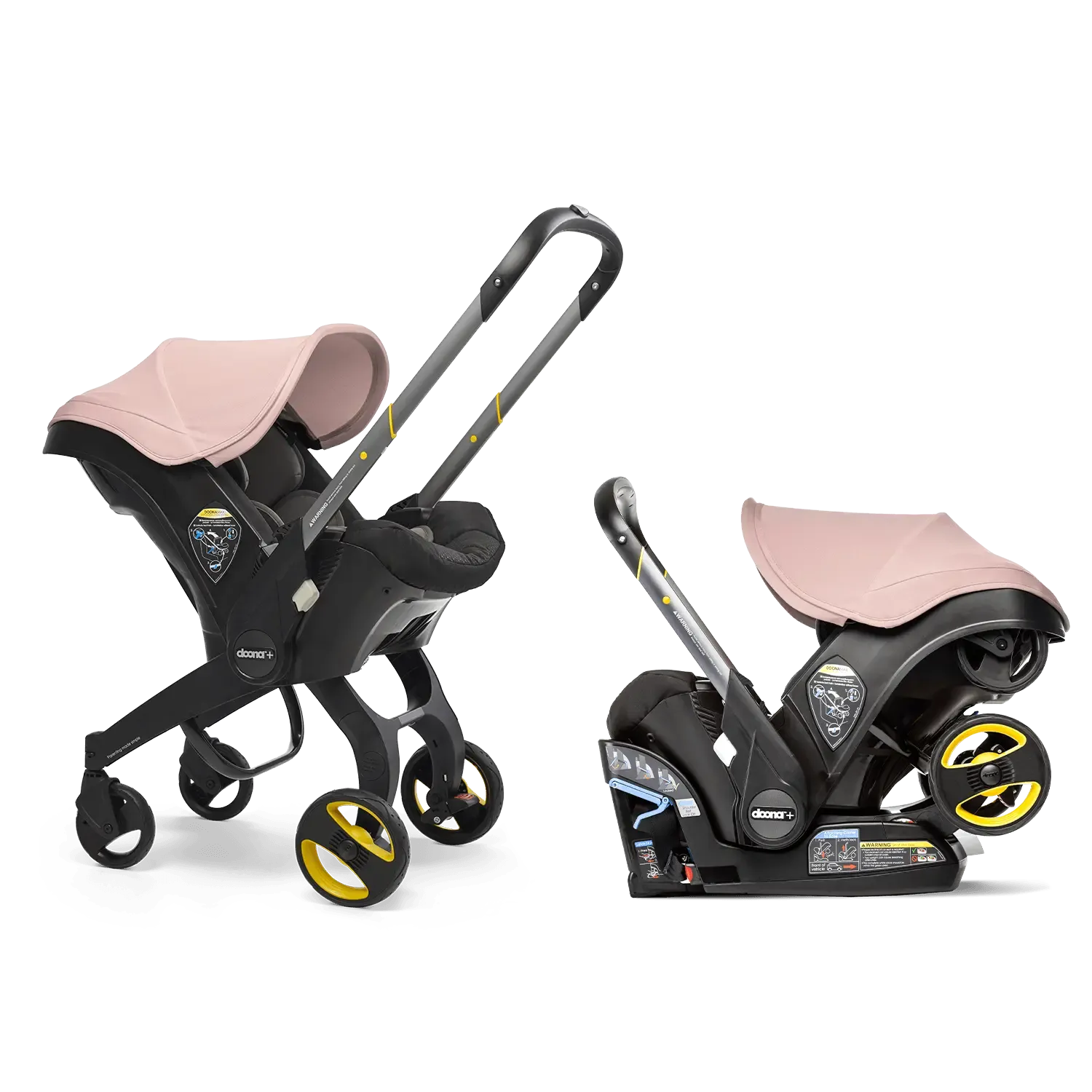 Doona Infant Car Seat and Stroller with Base - Pink | All-in-One Travel System for Newborns to Toddlers | Perfect for Air Travel, Road Trips, and Everyday Use