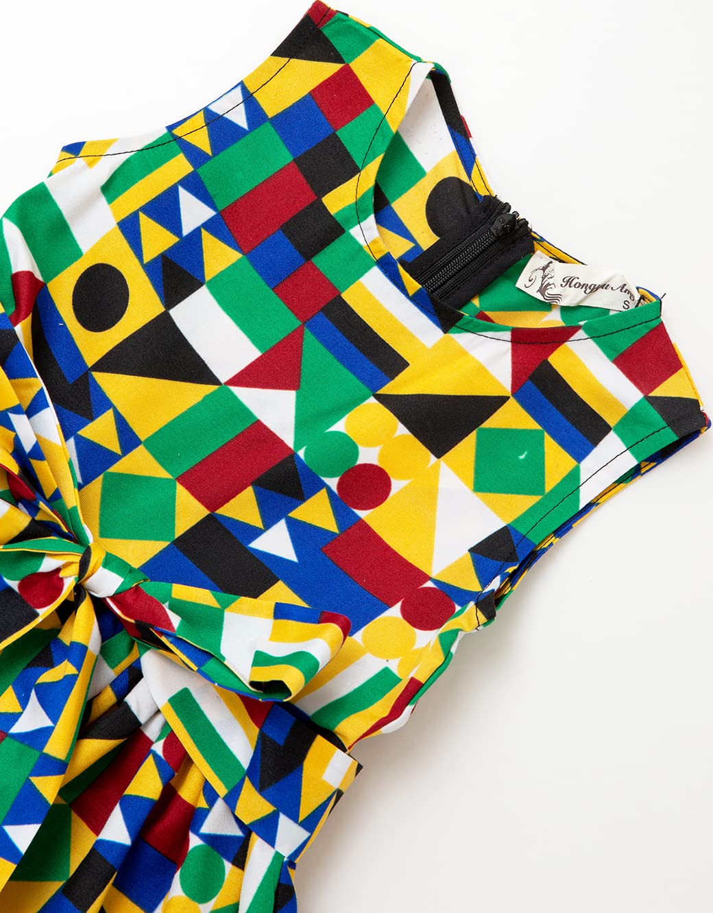 African Print Sleeveless Tie Waist Vintage Dresses for Girls - Perfect for Summer Outfits, Beach Vacations & Cultural Events