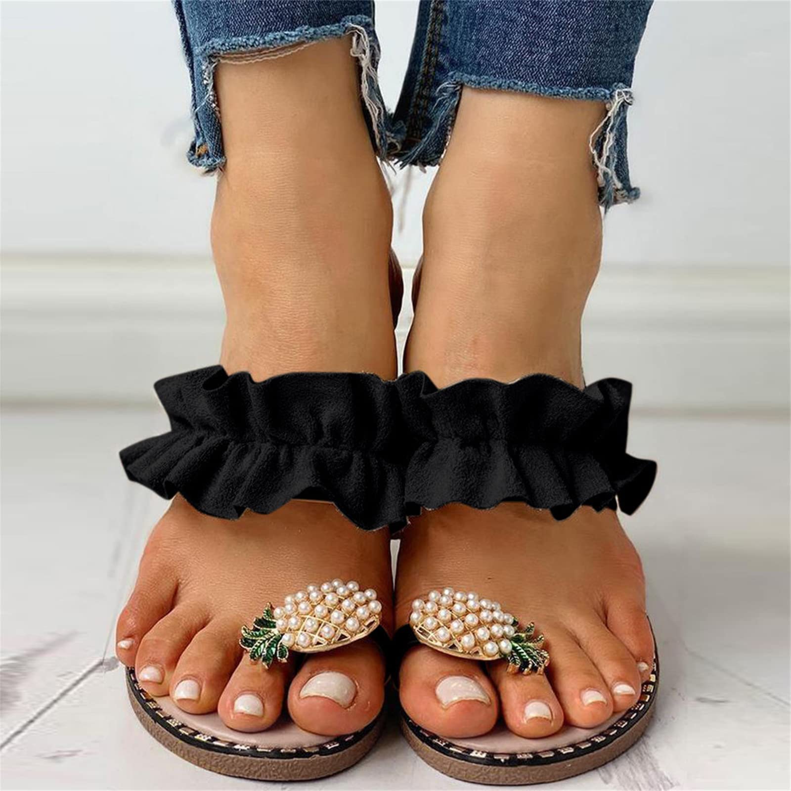 Stylish Women's Bohemian Flat Sandals - Open Toe Summer Sandals for Casual Wear, Beach & Vacation - Comfortable Flip Flops & Dressy Slippers for Outdoor Activities, Travel & Relaxation