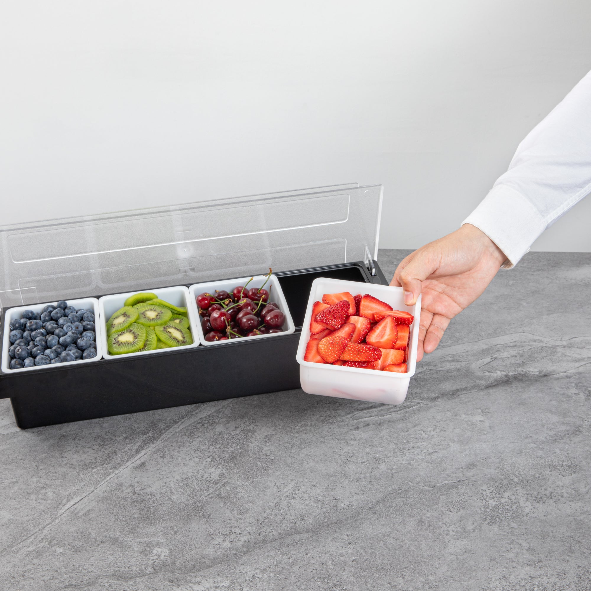 Bar Lux 1.5 Pint White Plastic Insert for 4-Compartment Condiment Caddy - Perfect for Restaurants, Catering & Home Kitchen Organization (1 Count Box)