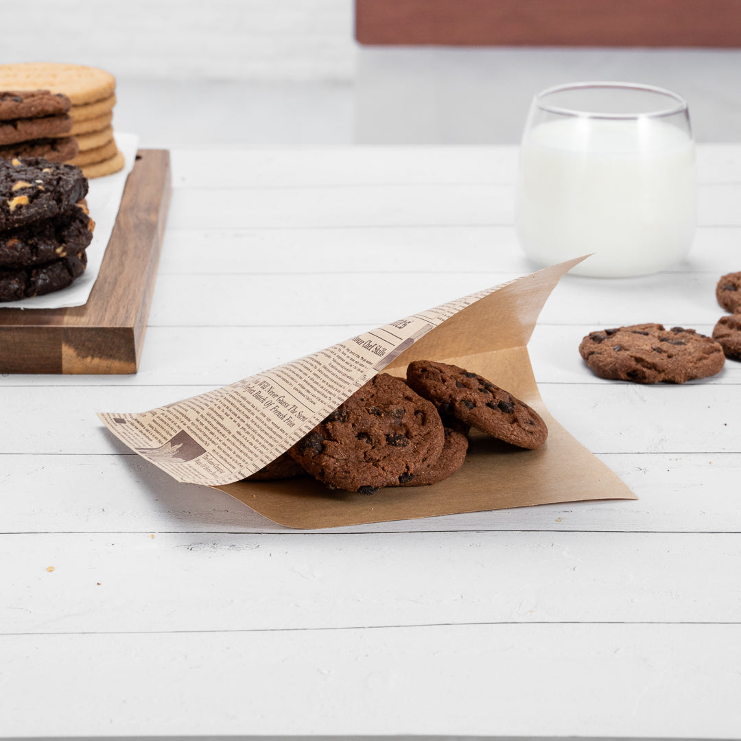 Eco-Friendly Greaseproof Newsprint Paper Bags - Small Double Open Design (6 1/4