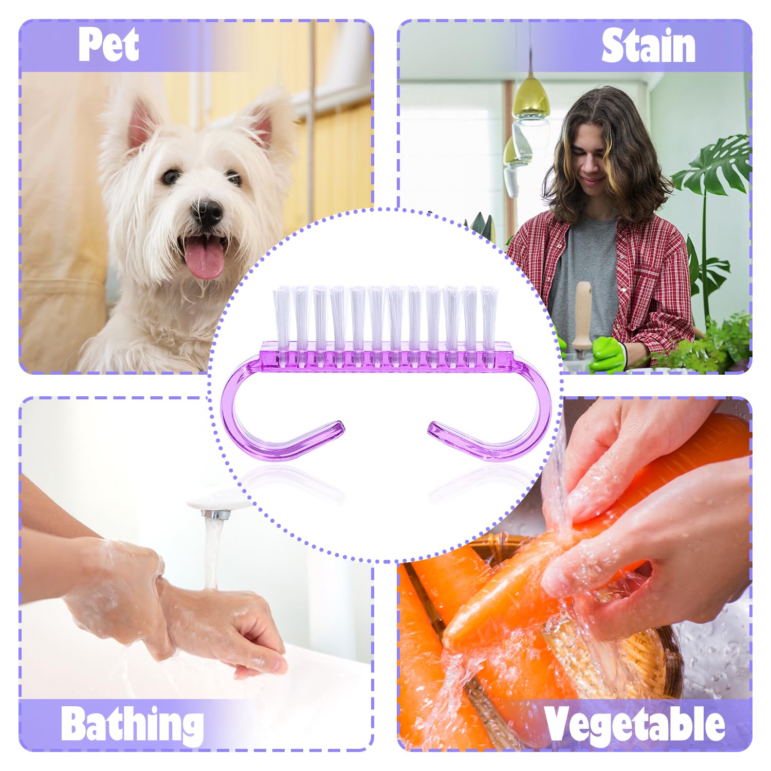 24Pcs Nail Brush Set - Soft Bristle Cleaning Brush with Ergonomic Plastic Handle for Manicure & Pedicure | Perfect for Salon, Home Nail Care & Toe Cleaning | Exfoliating Scrubber for Hands & Feet