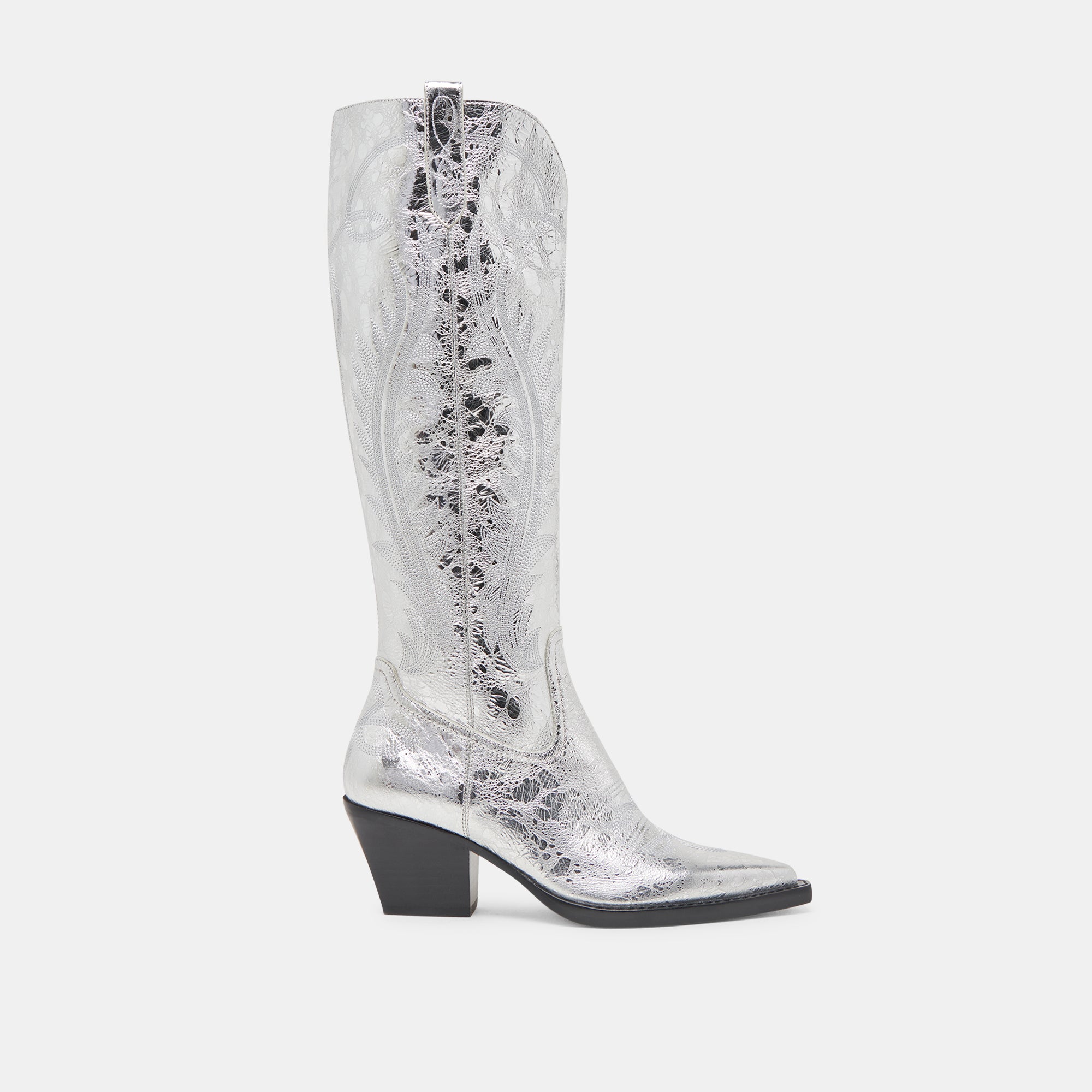 RYATT Distressed Silver Leather Boots for Women - Stylish & Comfortable Western Cowboy Boots for Riding, Parties & Everyday Wear