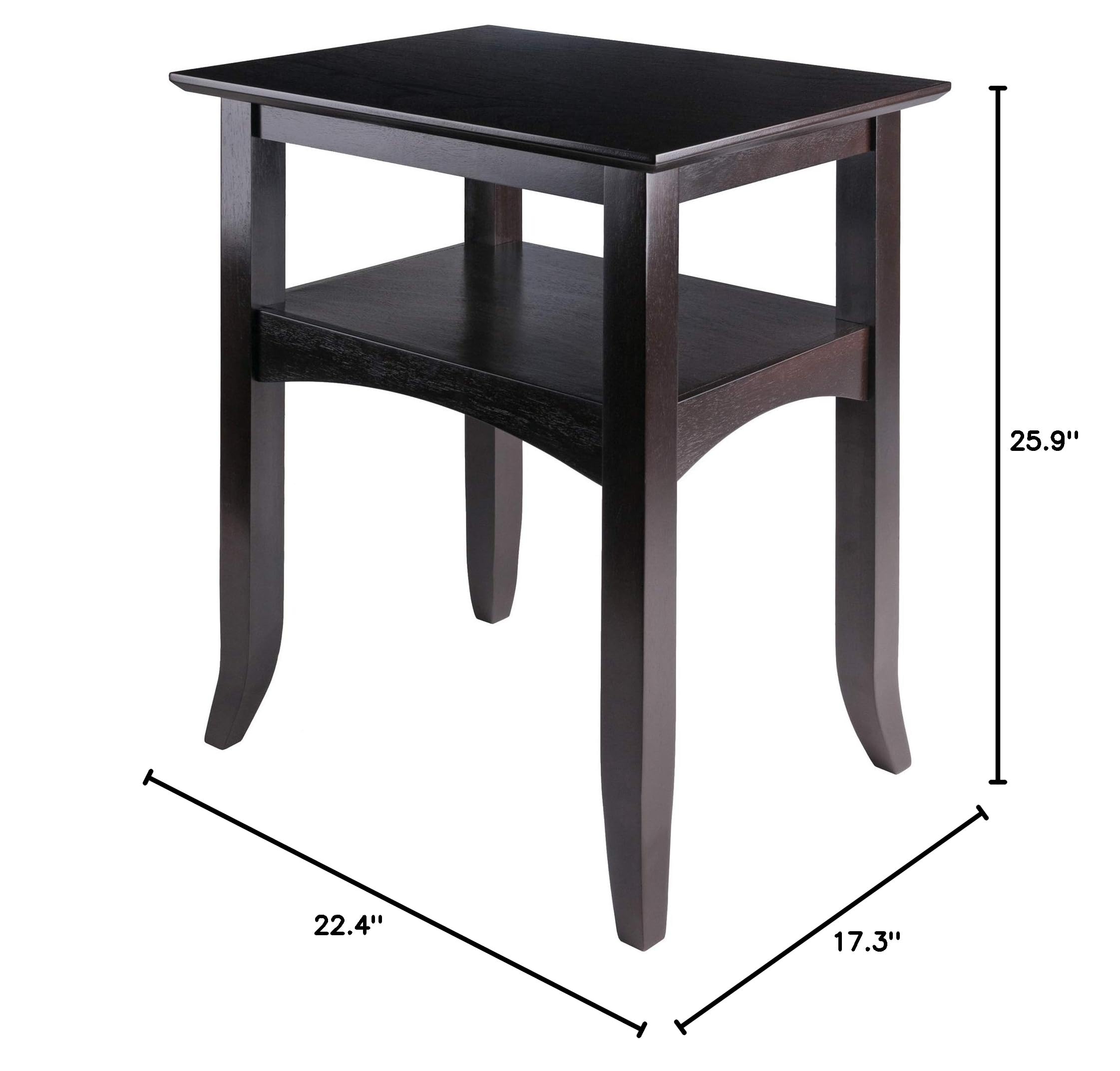 Ergode Wood Camden End Table - Solid Wood Coffee Table with Flared Legs & Storage Shelf, Easy Assembly - 22.4