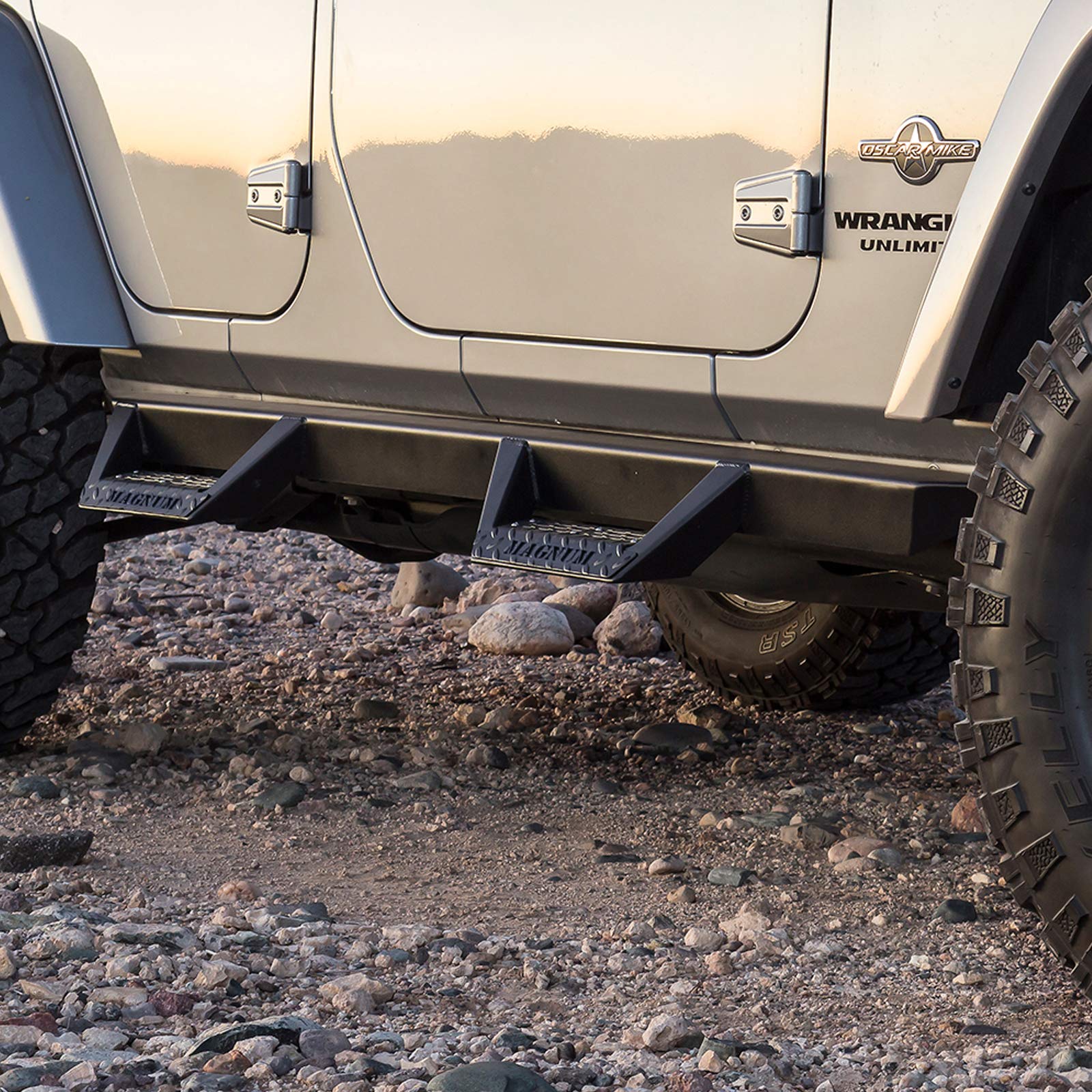2018-2025 Jeep Wrangler JL Unlimited 4-Door Magnum RT Drop Steps Running Boards - Black Nerf Bars for Off-Road & Daily Driving