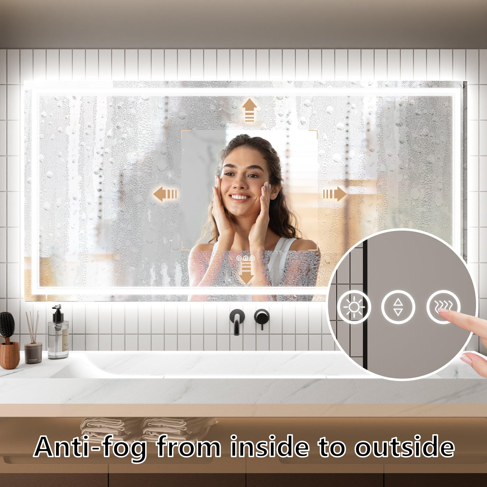 Anti-Fog LED Bathroom Mirror with Dimmable Backlit & Touch Switch - GlareGuard Illuminated Vanity Mirror for Makeup, Shaving & Home Decor