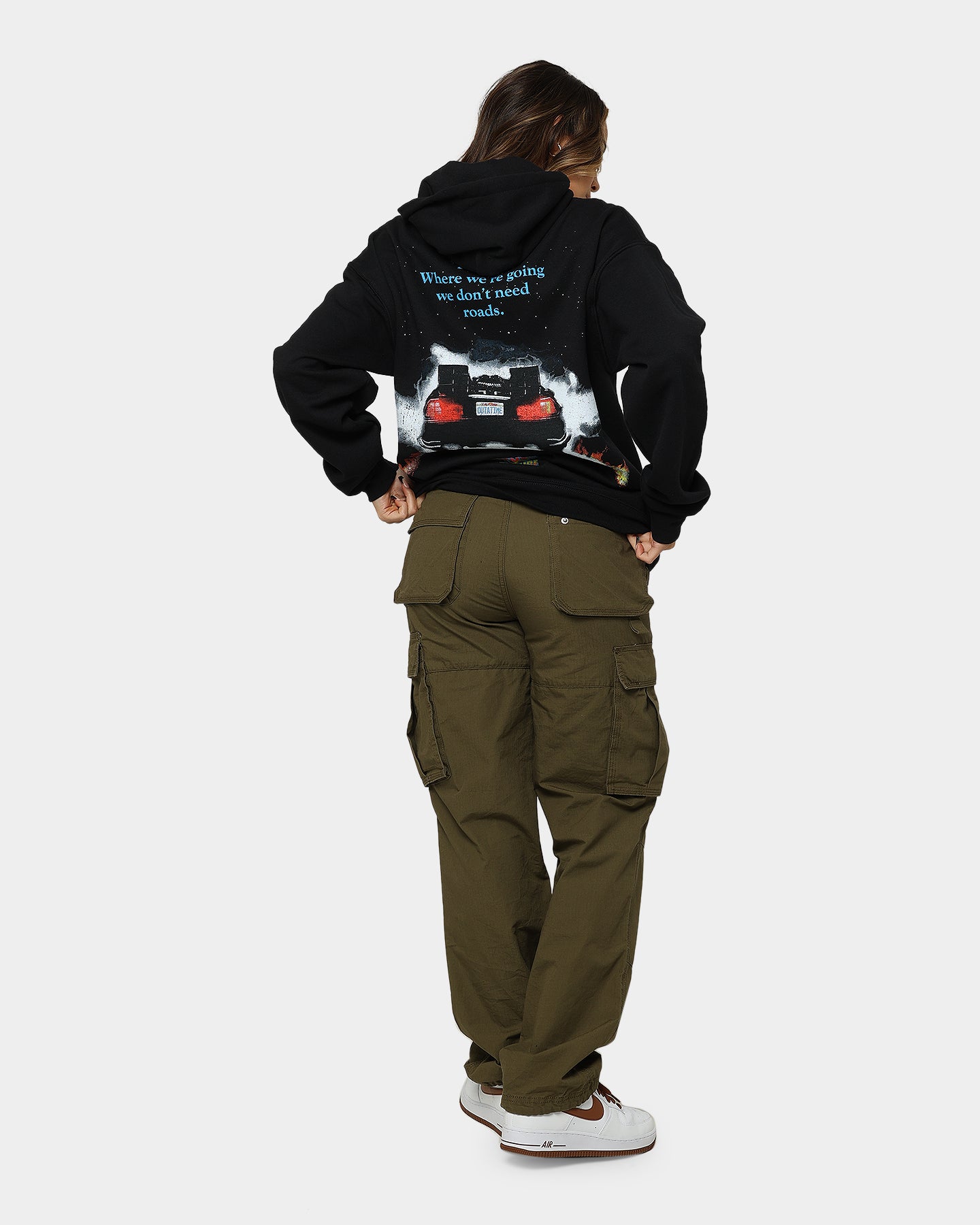 Back To The Future 1 Hoodie - Vintage Movie Merchandise - American Thrift Black Sweatshirt - Perfect for Cosplay, Movie Nights & 80s Retro Fashion