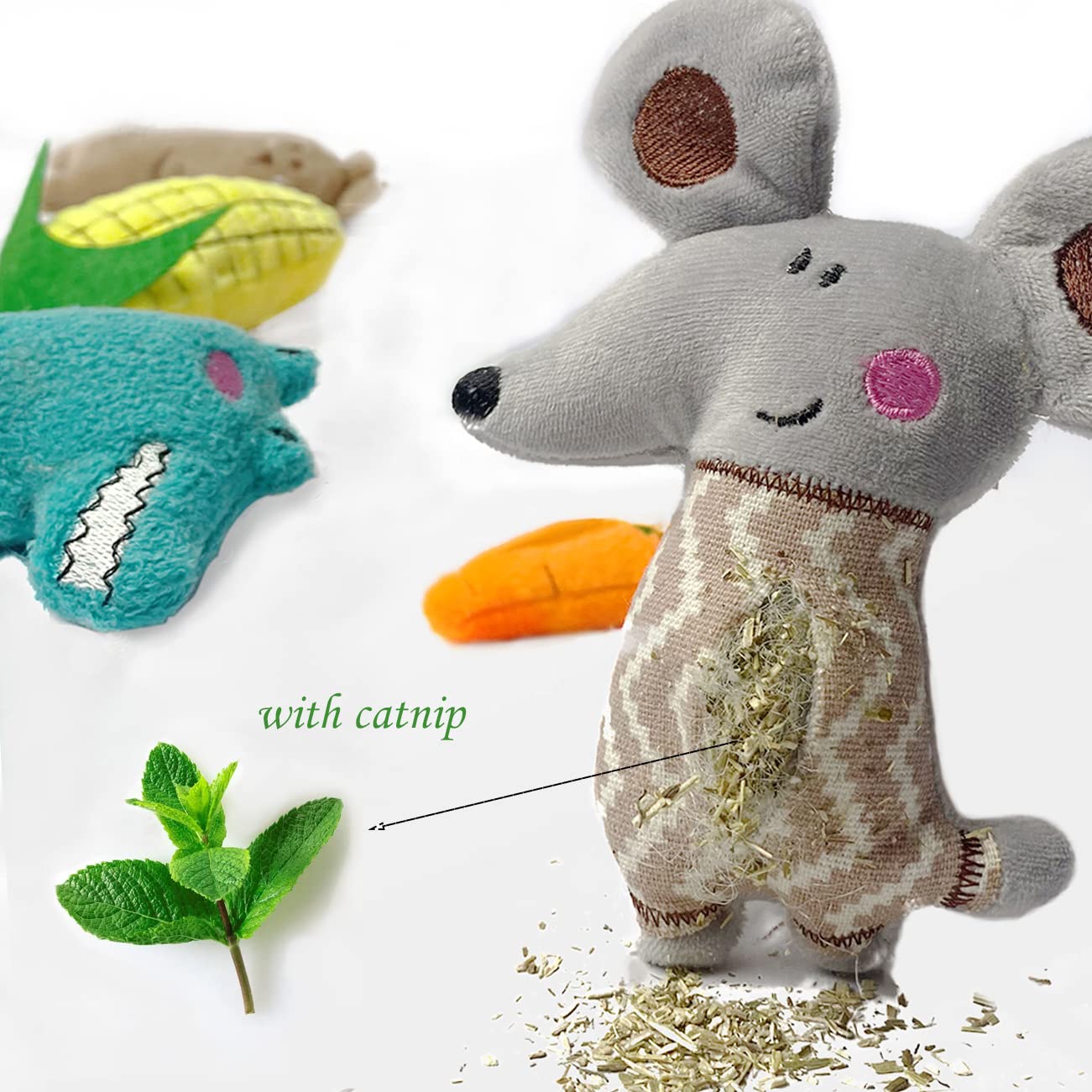 Interactive Cat Toys for Indoor Cats - 12 Pack Crinkle Sound Catnip Filled Mouse Chew Toys, Soft & Durable Teething Toys for Kittens - Perfect for Playtime, Training, and Stress Relief (Large Size)