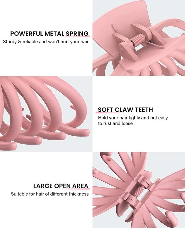 RECTYO GALLERY 4.7 Inch Hair Claw Clips for Women - Strong Hold Hair Clips for Thick & Thin Hair - Fashion Hair Accessories (4 Pack) - Perfect for Daily Styling, Work, Parties & Christmas Gifts