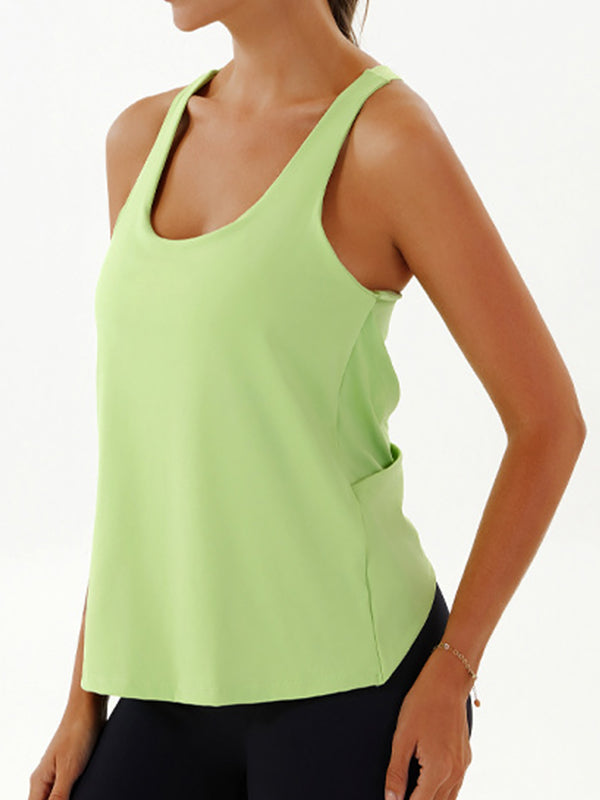 ZASUWA Women's U Neck Cross Back Hollow Out Two-in-One Tank Top - Sexy & Comfortable for Summer, Beach, and Casual Wear
