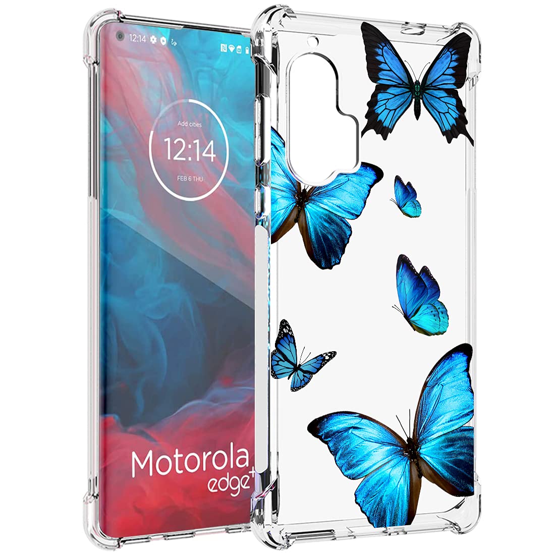 **Clear Shockproof TPU Case for Motorola Edge Plus - Slim Protective Cover for Moto Edge+ (Butterfly Design) | Durable & Stylish Phone Case for Women & Girls - Perfect for Everyday Use, Work & Travel**