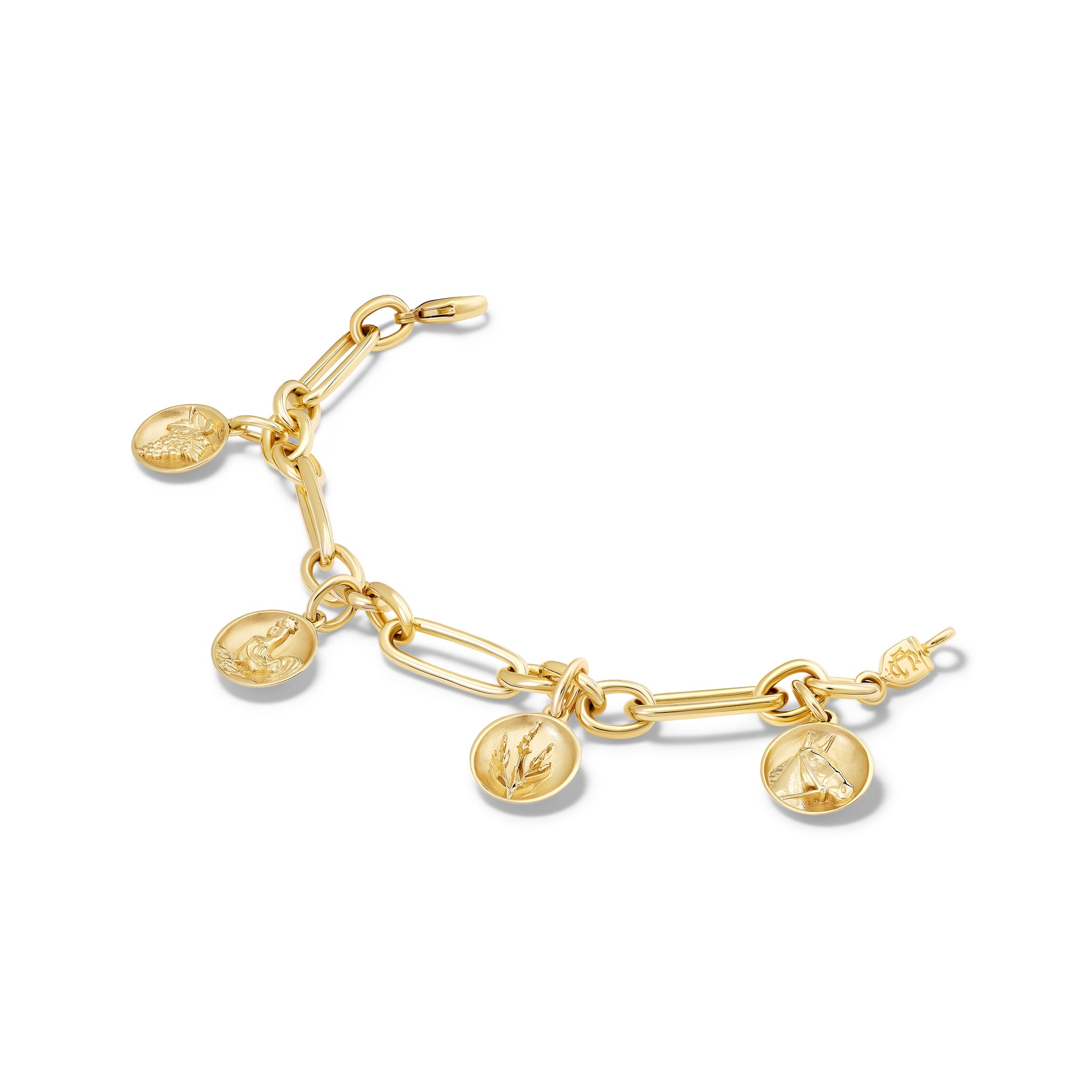 French Culture Charm Bracelet in Yellow Gold - Elegant Jewelry for Women, Perfect Gift for Birthdays, Anniversaries & Special Occasions