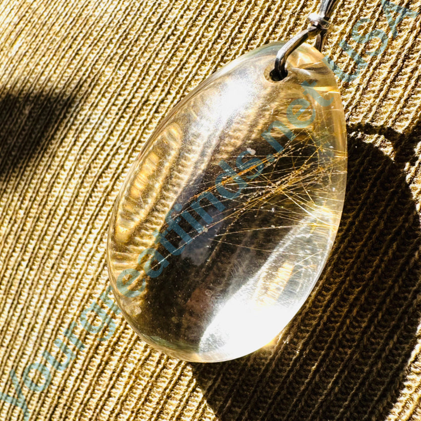 Georg Jensen Vivianna Torun Necklace - Large Rutilated Quartz Drop Pendant, 925 Sterling Silver Jewelry for Women | Elegant Gift for Anniversary, Birthday & Special Occasions