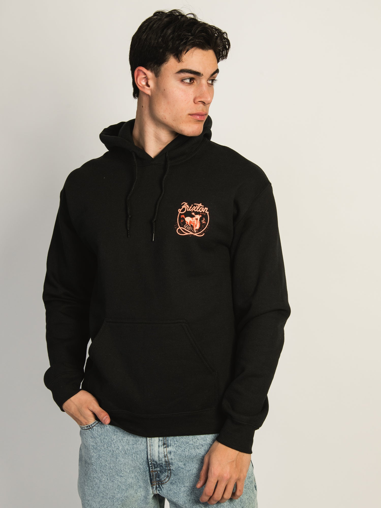 BRIXTON OMAHA Pullover Hoodie for Men - Soft Cotton Fleece Sweatshirt with Kangaroo Pocket | Casual Streetwear for Everyday Wear & Outdoor Activities