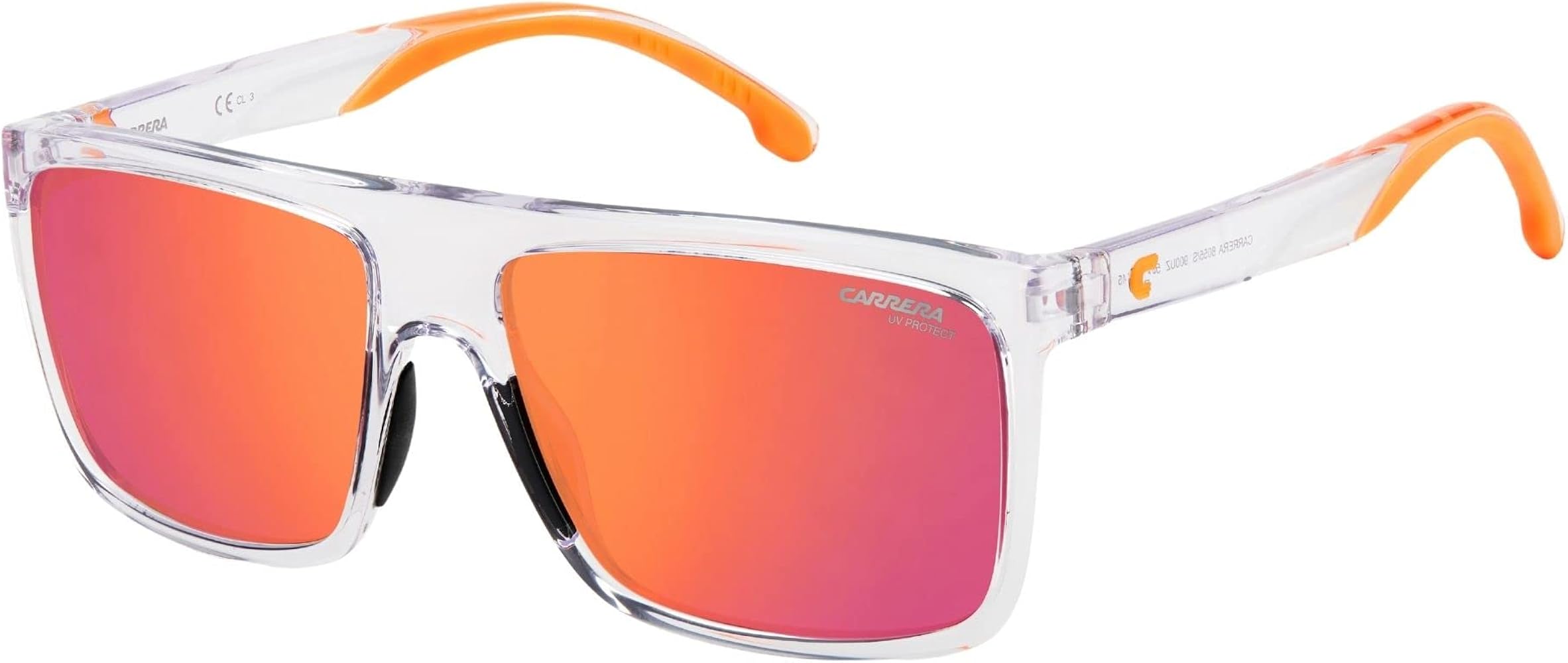Carrera 8055/S Clear Mirrored Red Polarized Sunglasses for Men & Women - UV Protection, Fashion Aviator Style for Driving, Beach & Outdoor Activities
