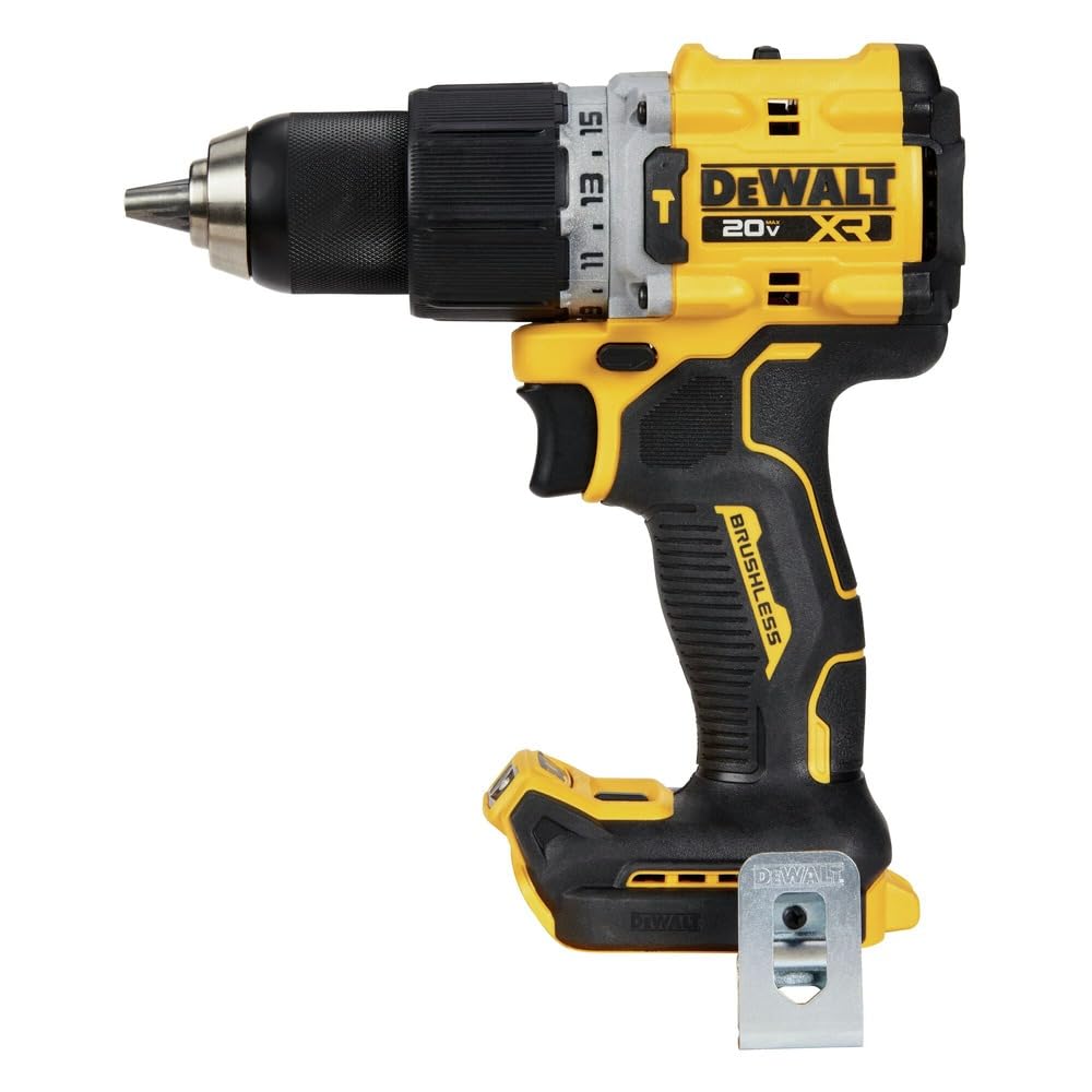 DEWALT 20V MAX Cordless Brushless Hammer Drill - 1/2 Inch Compact Drill Driver with 2-Speed Settings (DCD805B Bare Tool) - Perfect for Construction, Woodworking, and DIY Home Projects