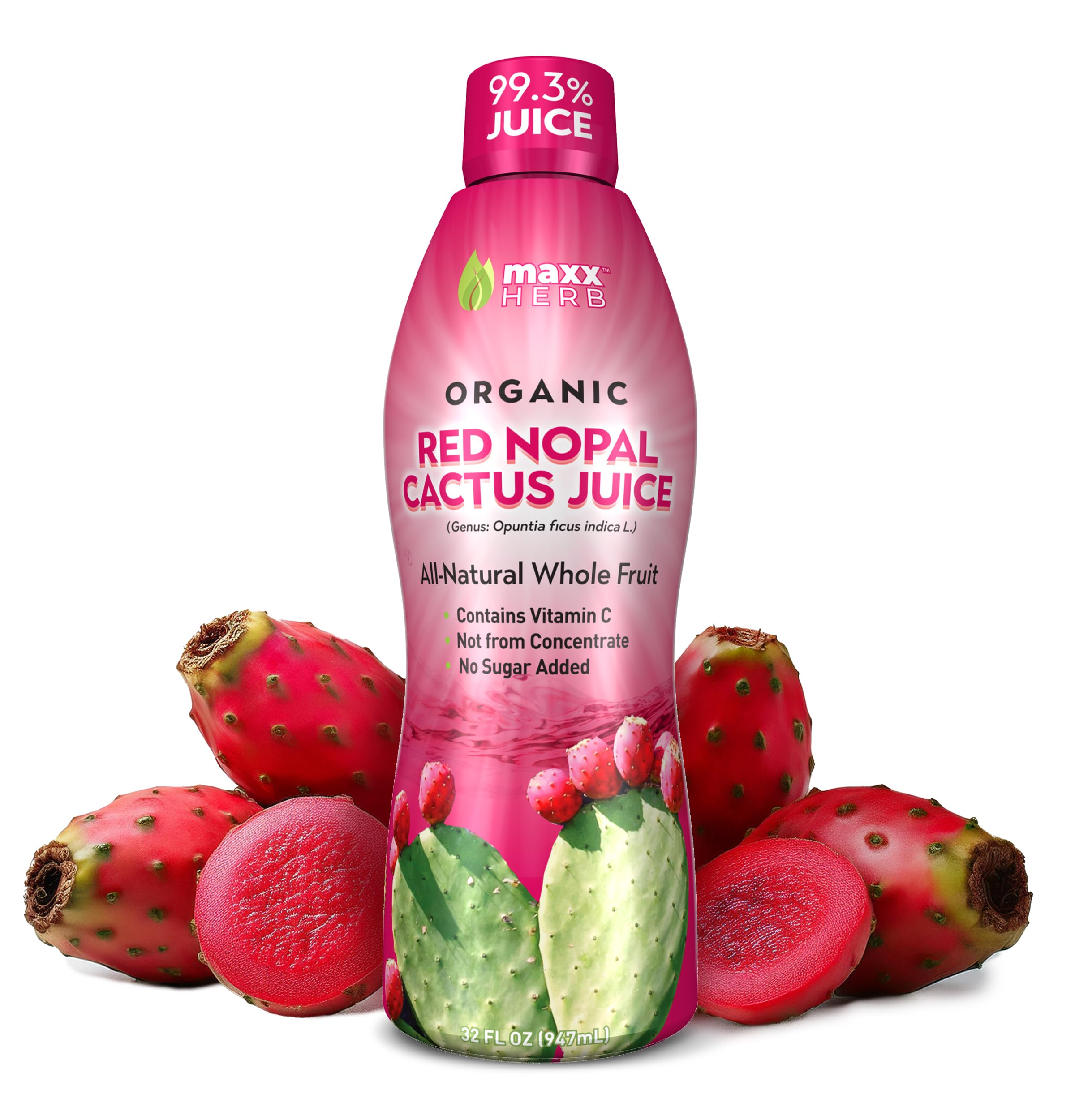 Organic Nopal Cactus Juice & Prickly Pear Juice - Antioxidant Superfruit for Digestion & Joint Support | Vegan, Non-GMO, 4 Bottles (32oz Each) | Perfect for Smoothies, Detox Drinks & Immune Boosting